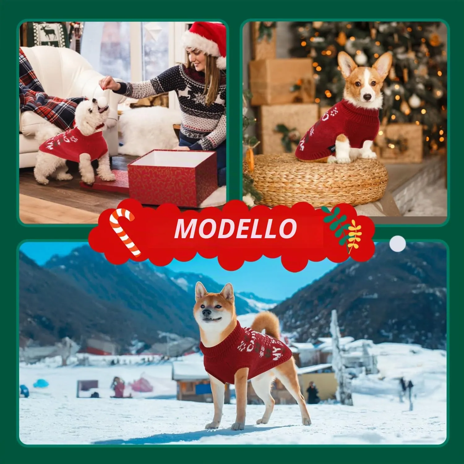 Nobleza - Maglioncino Natale Cane, Vestiti Natale Gatto Cane, Maglione per Cani con Motivo Pupazzo di Neve, Pullover a Maglia per Cani Caldo, Adatto a Gatti e Cani di Taglia Piccola o Media, M - immagine 7