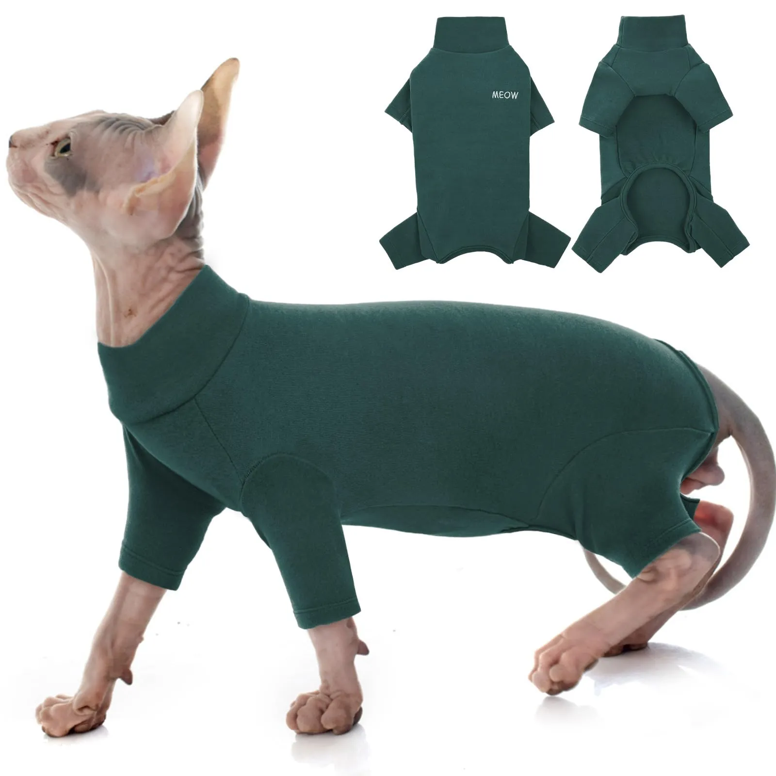 Cappotto Invernale Cani, Maglioncino a Collo Alto Giacca Fleece Antivento Pullover Caldo Gattini Pigiama Felpa Gilet Inverno Morbido per Gatti di Taglia Piccola Media Grande(Verde Scuro, XS) - immagine 1