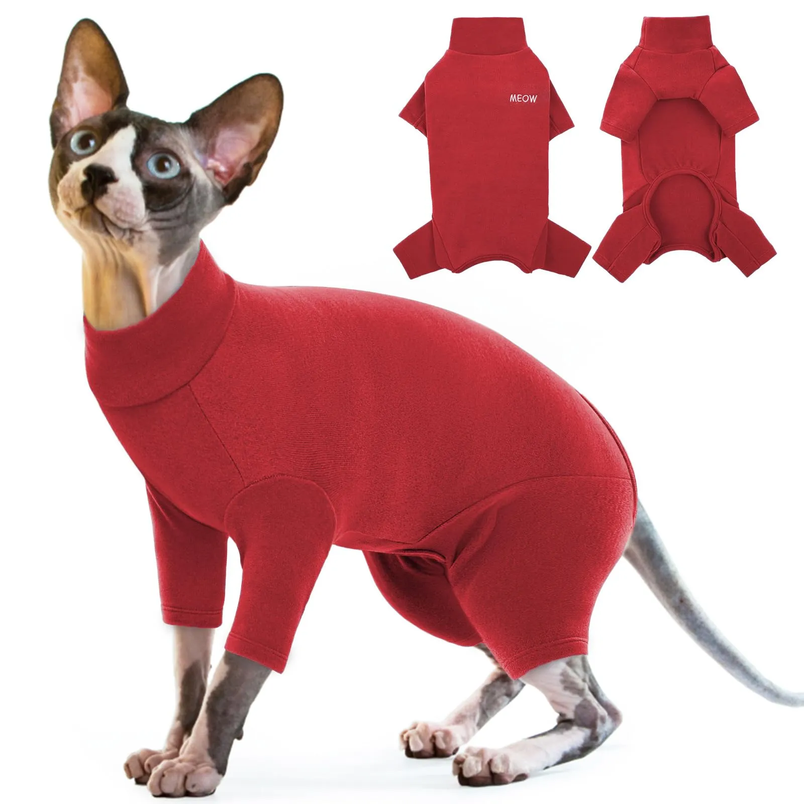 Maglione per gatti in pile, morbido e caldo, per l'inverno e l'autunno (rosso, XL) - immagine 1
