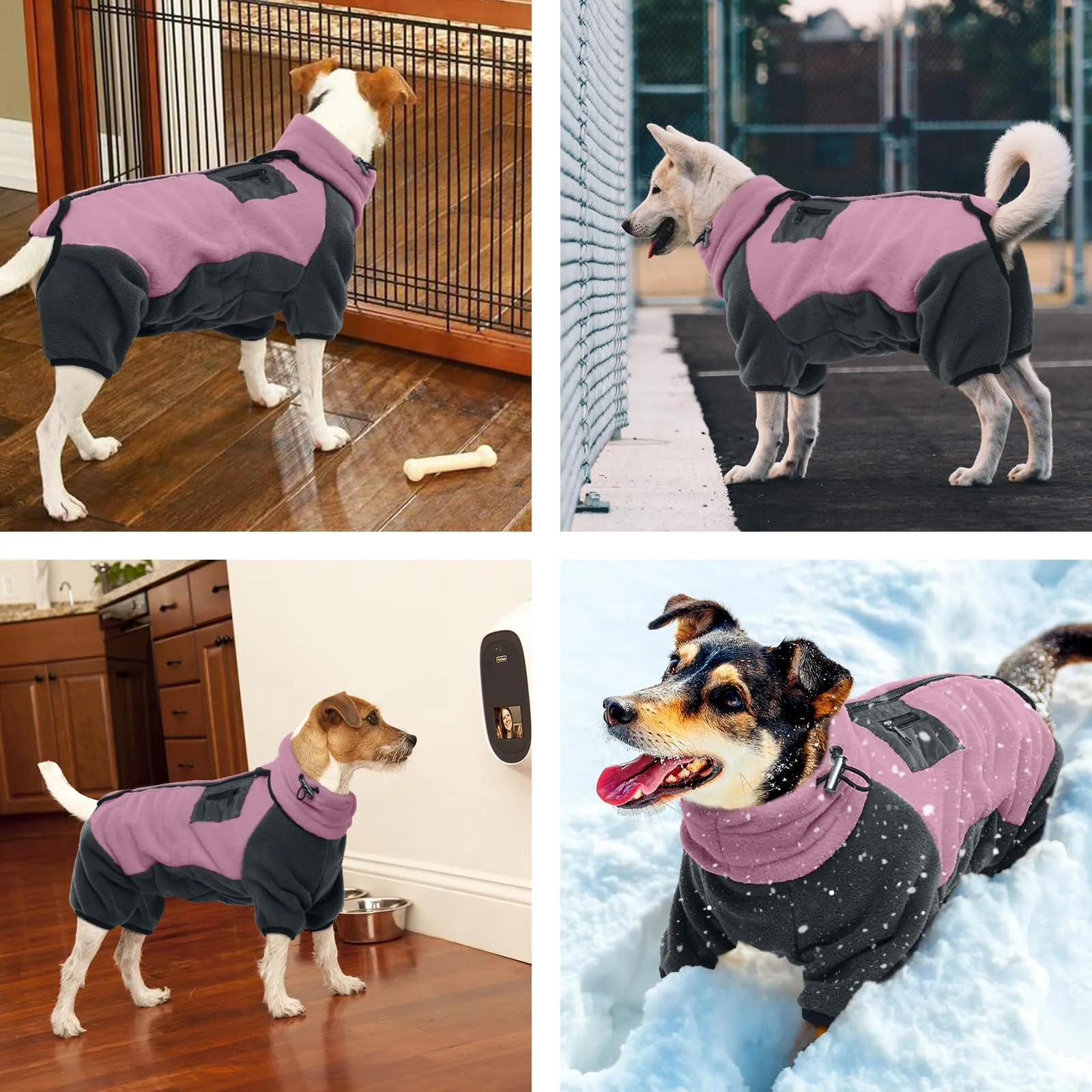 Cappottino Invernale Cani Piccoli, Giubbotto in Pile Caldo Abbigliamento Veste per Cani Felpa Cuccioli Vestito Invernale a Quattro Zampe Tuta Neve Calda Cuccioli Chihuahua(Rosa, L) - immagine 6