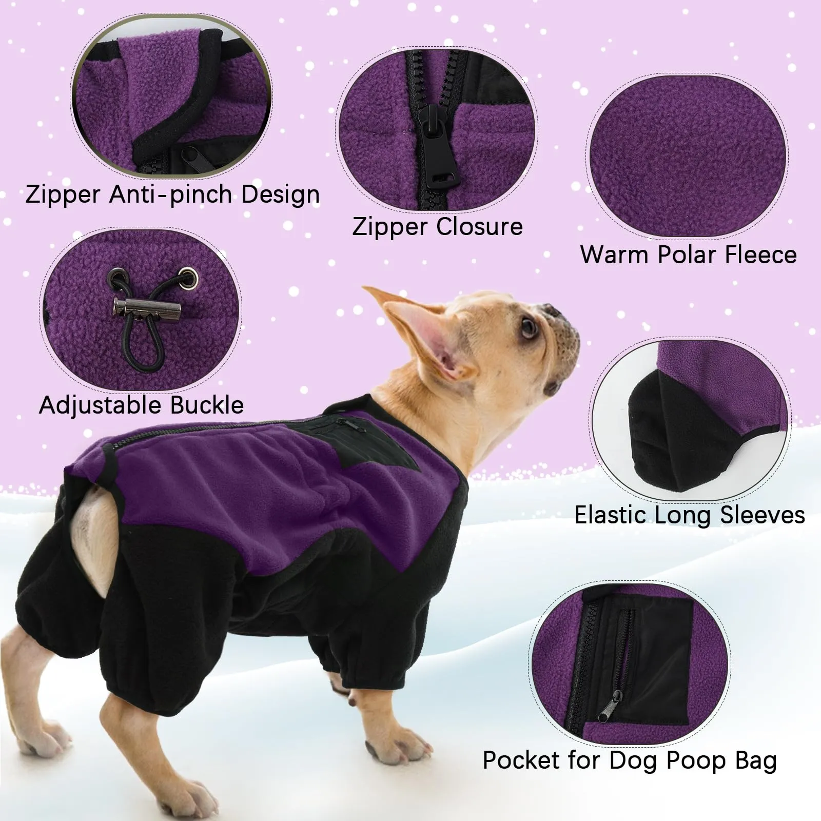 Cappotto Cane Taglia Media, Giubbotto Cane Pullover Cani Taglia Media Giacca Invernale Per Cani Felpe Per Cani(Viola, M) - immagine 4