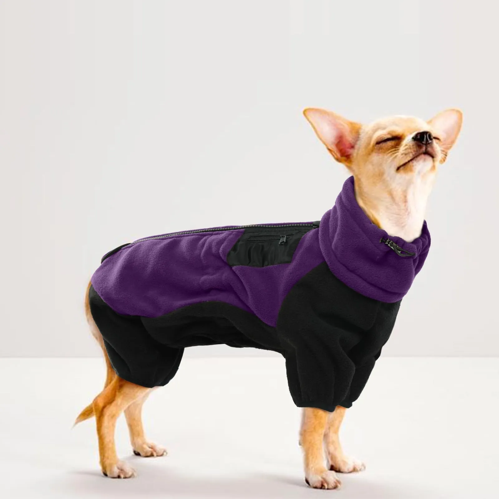 Cappotto e giacche per cani, caldo cappotto in pile imbottito per il freddo, riscaldato, regolabile, tuta da neve a corpo intero, comodo, maglione per cani, antivento, mantiene gli animali domestici - immagine 7