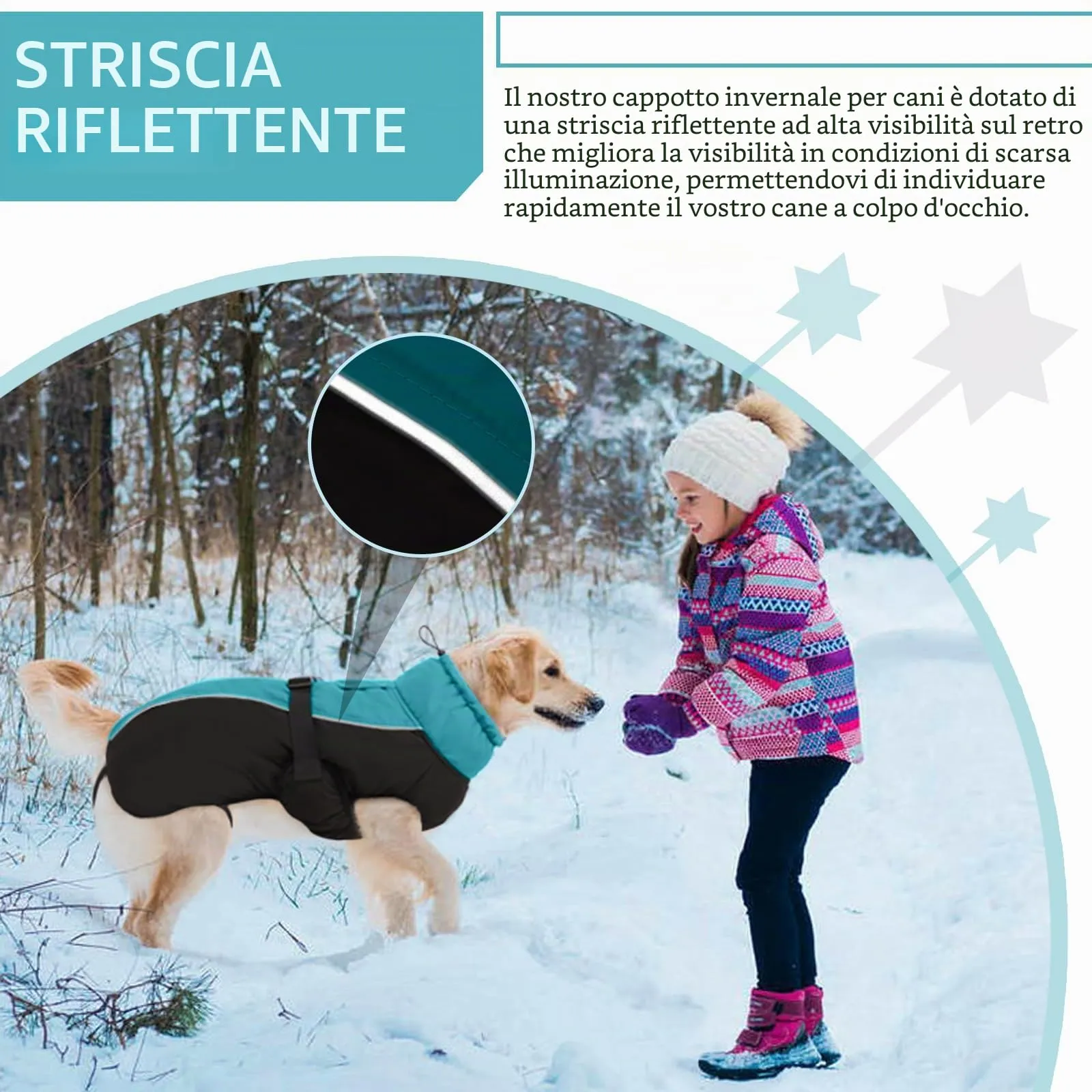 Hjyokuso Cappotto per Cani Impermeabile - Giacca Invernale Calda e Antivento, Abbigliamento Completo per Cani di Taglia Piccola e Media Con Striscia Riflettente - immagine 5