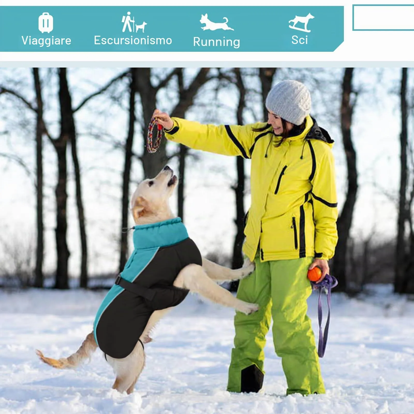 Hjyokuso Cappotto per Cani Impermeabile - Giacca Invernale Calda e Antivento, Abbigliamento Completo per Cani di Taglia Piccola e Media Con Striscia Riflettente - immagine 6