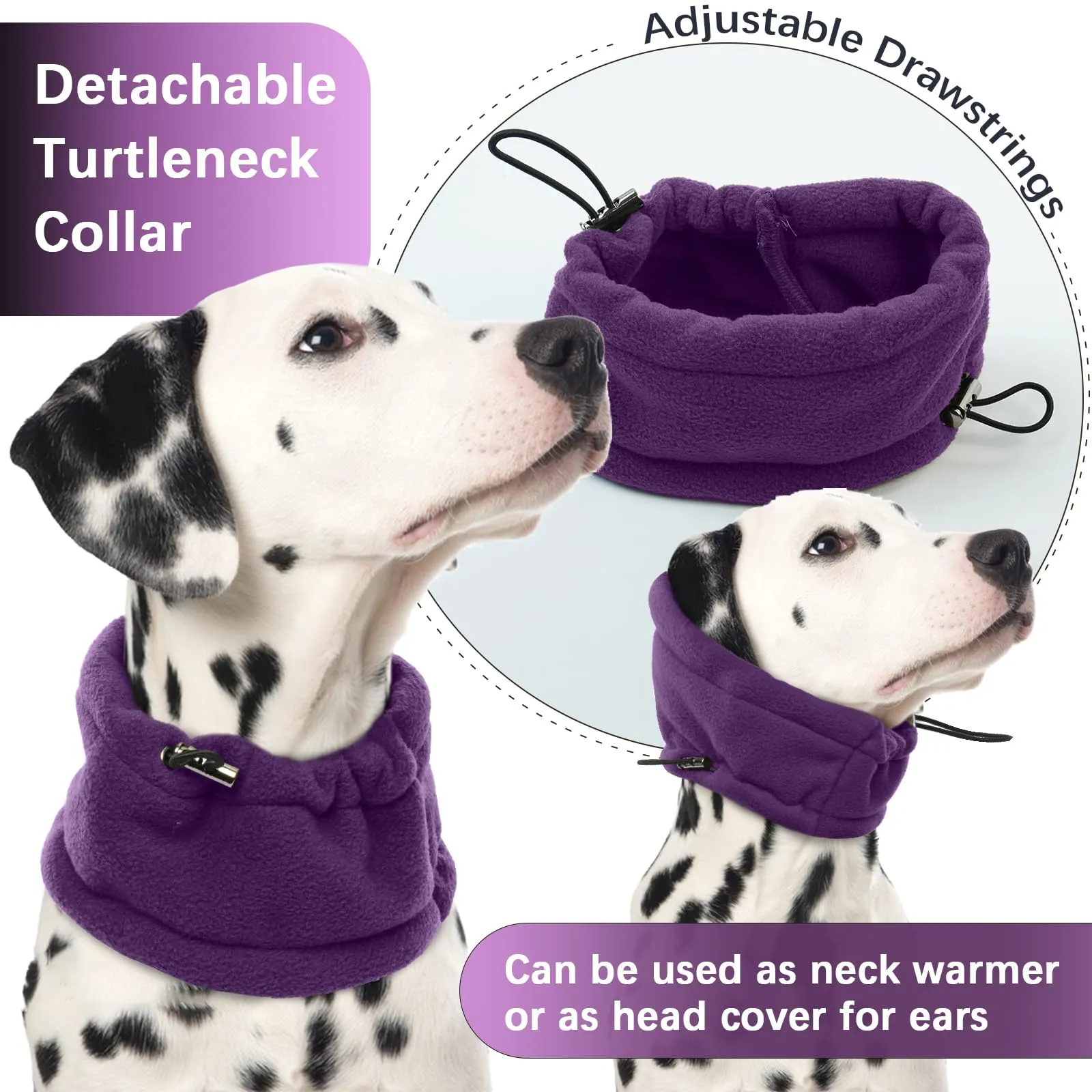 Cappotto invernale per cani di piccola taglia, in pile, con gambe, con cerniera, per cani di piccola taglia, facile da indossare in vestiti chihuahua, con tasca per sacchetti dei rifiuti (viola, S) - immagine 3