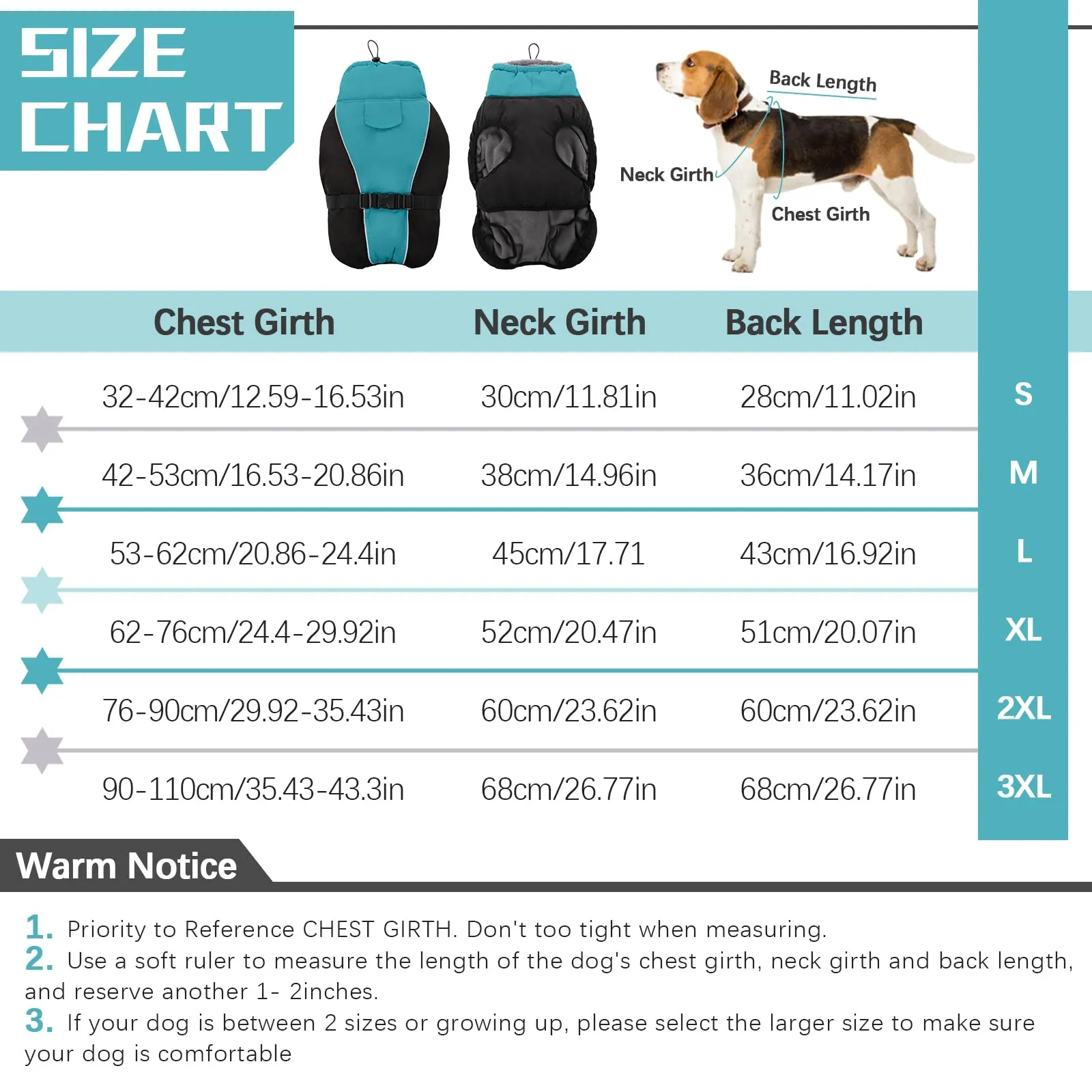 Hjyokuso Cappotto per cani impermeabile Giacca invernale calda, Giacca per cani antivento Abbigliamento per cani Completo per cani di taglia piccola di taglia media Con Striscia Riflettente - immagine 2