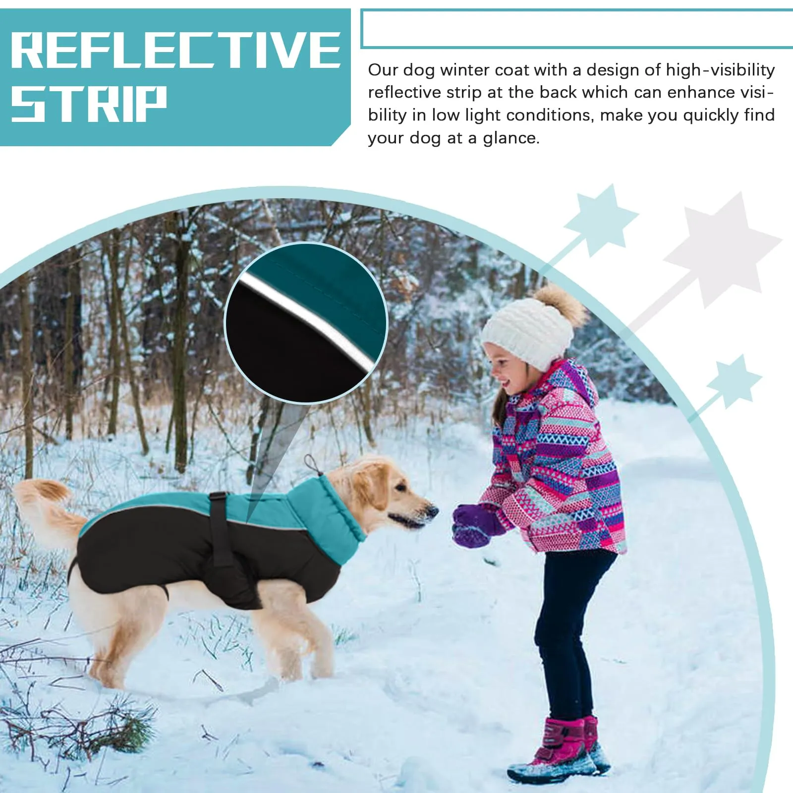 Hjyokuso Cappotto per Cani Impermeabile - Giacca Invernale Calda e Antivento, Abbigliamento Completo per Cani di Taglia Piccola e Media Con Striscia Riflettente - immagine 5
