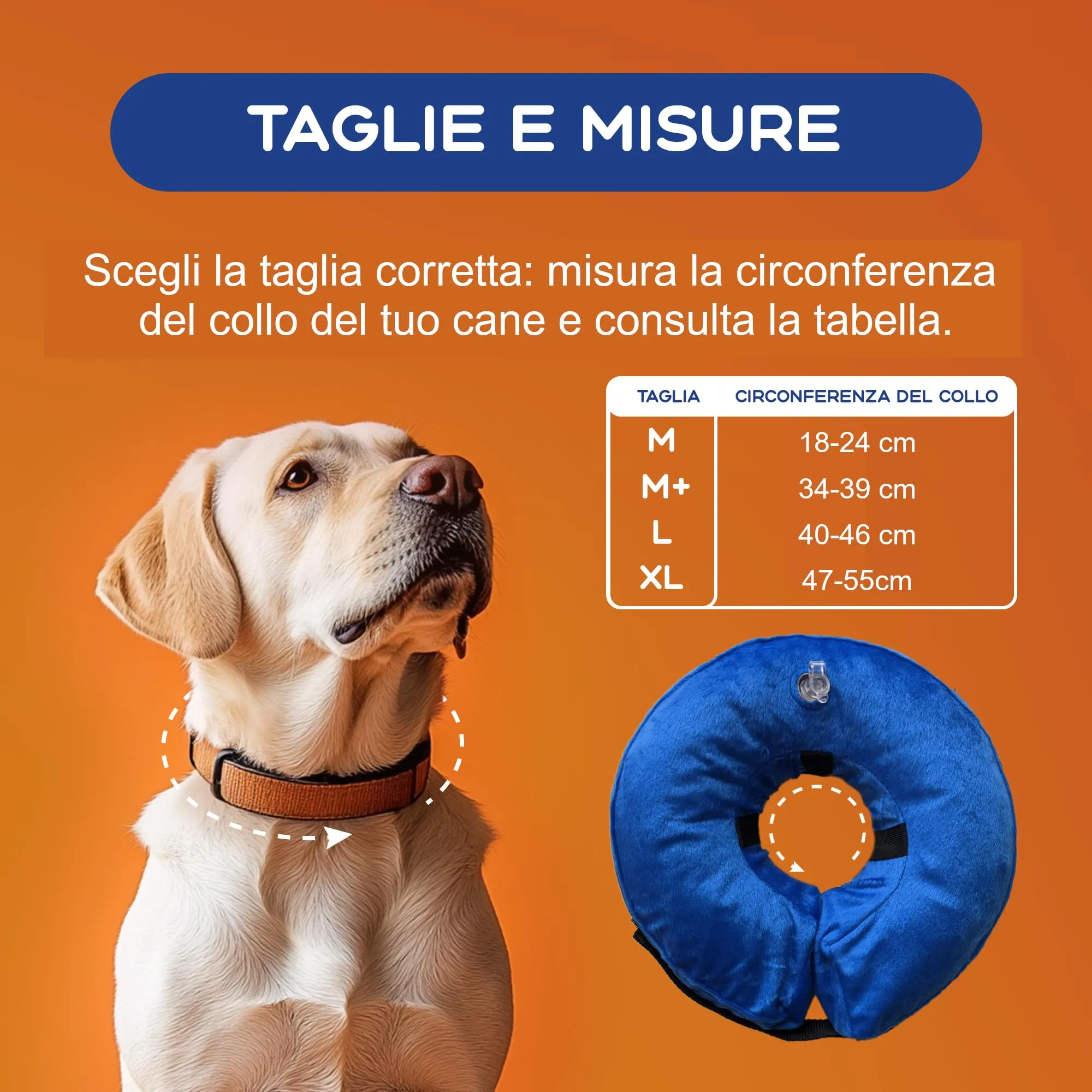 Collare Elisabettiano Cane Morbido (Taglia L, Collo 40-46 cm), Collare Gonfiabile Blu, Post Operatorio e Anti Leccamento, Ciambella Cane Post Intervento per Recupero da Ferite e Operazioni (Blu L) - immagine 2