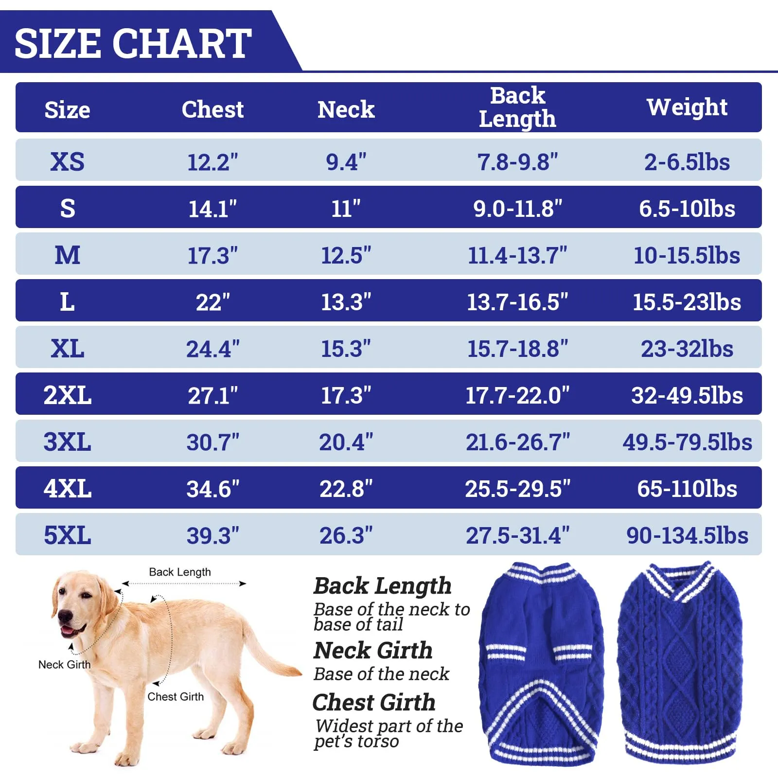 LiebeDD Maglioncino Cane di Taglia Piccola Media Grande, Maglione Cane Gatto, Animali Domestici Pullover Lavorato Maglia Cane, Caldo e Morbido Vestiti per Cani Invernali, Blu, 3XL - immagine 4