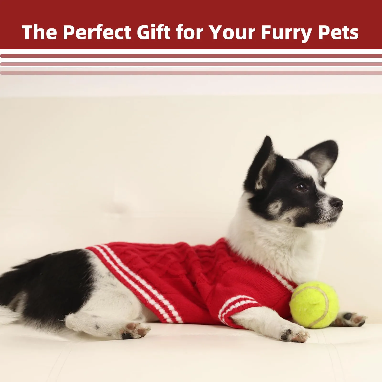 LiebeDD Maglione per cani – Caldo Chihuahua – Maglione per cani con gambe, elegante college con scollo a V, per cani di taglia piccola, media e grande (rosso XS) - immagine 6