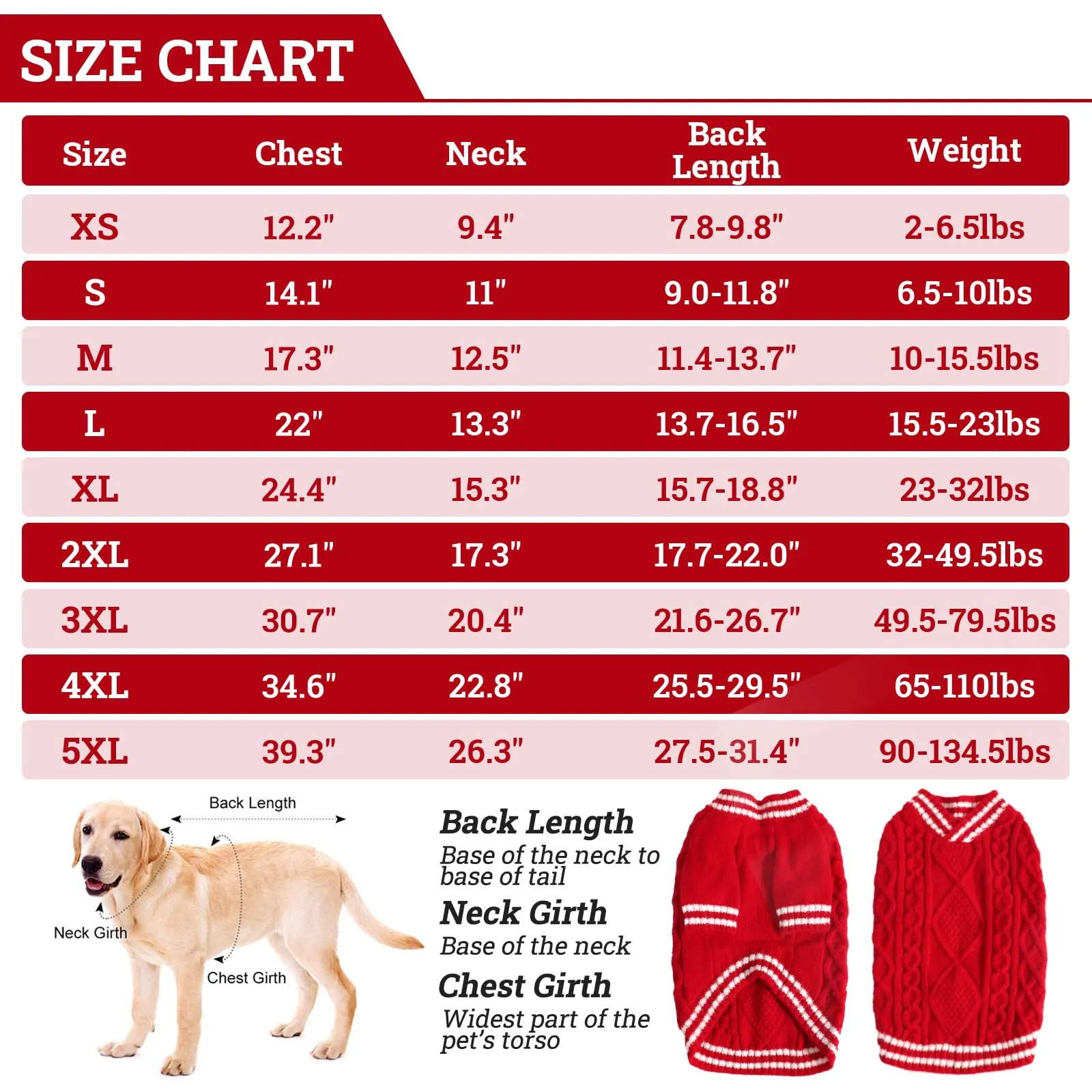 LiebeDD Maglioncino per Cane di Taglia Grande, Maglione Natalizio, Pullover Lavorato a Maglia per Animali Domestici, Vestiti Invernali Caldi e Morbidi, Rosso, XL - immagine 4