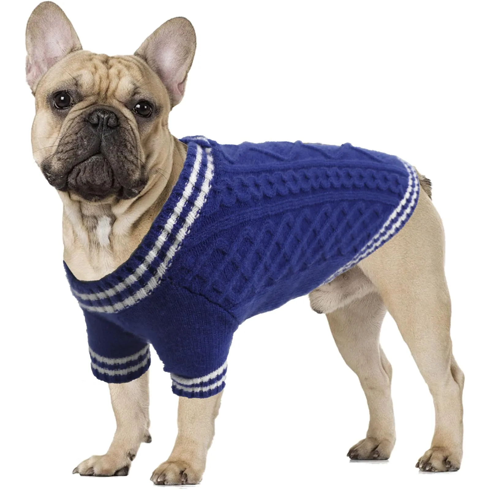 LiebeDD Maglioncino Cane di Taglia Piccola Media Grande, Maglione Cane Gatto, Animali Domestici Pullover Lavorato Maglia Cane, Caldo e Morbido Vestiti per Cani Invernali, Blu, XL - immagine 1
