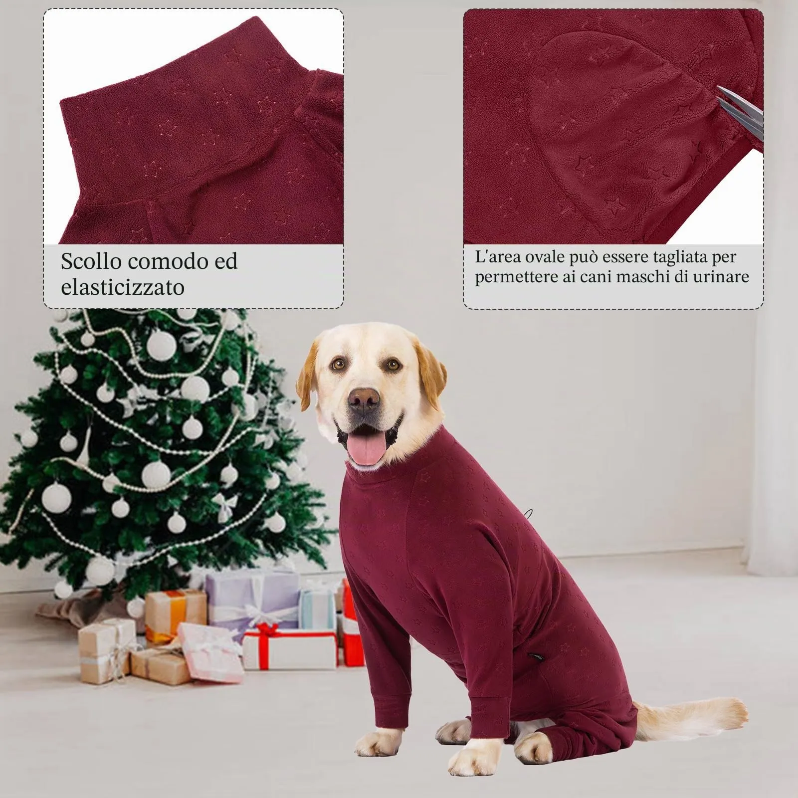 Cyponpy - Cappotto in pile con rilievo per cani con gambe, completo pigiama con maniche lunghe, caldo abbigliamento invernale per cani di taglia media e grande, pullover elasticizzato - immagine 2