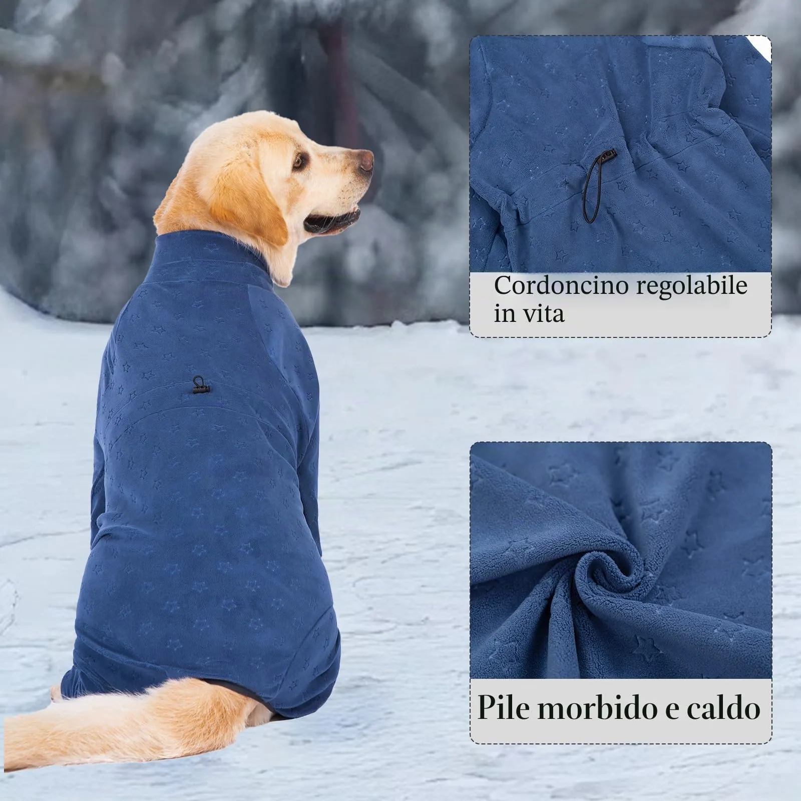 Cyponpy - Cappotto in pile con embossing per cani con gambe, pigiama completo per cani, pullover caldo invernale per cani di taglia media e grande, maglione a maniche lunghe elasticizzato - immagine 3