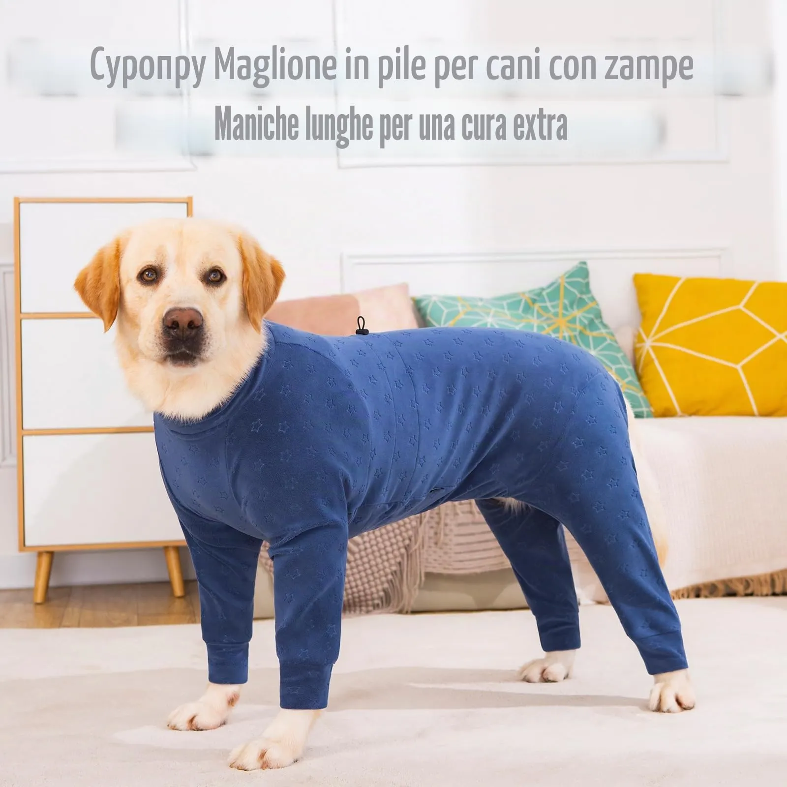 Cyponpy - Cappotto in pile con embossing per cani con gambe, pigiama completo per cani, pullover caldo invernale per cani di taglia media e grande, maglione a maniche lunghe elasticizzato - immagine 5