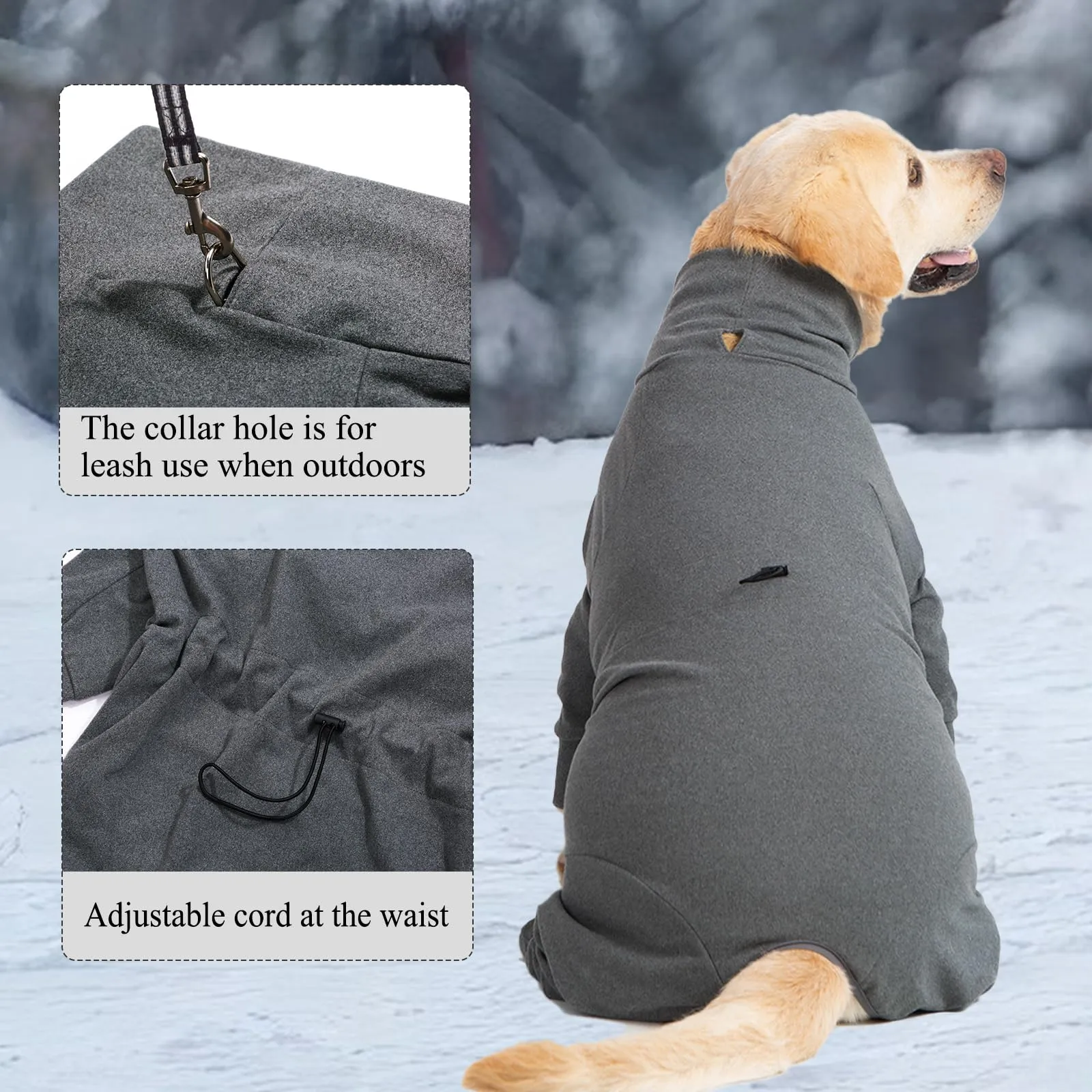 Cyponpy - Cappotto caldo per cani con gambe, maglione in pile a dolcevita per cani di taglia media e grande, abbigliamento invernale per levrieri - immagine 2