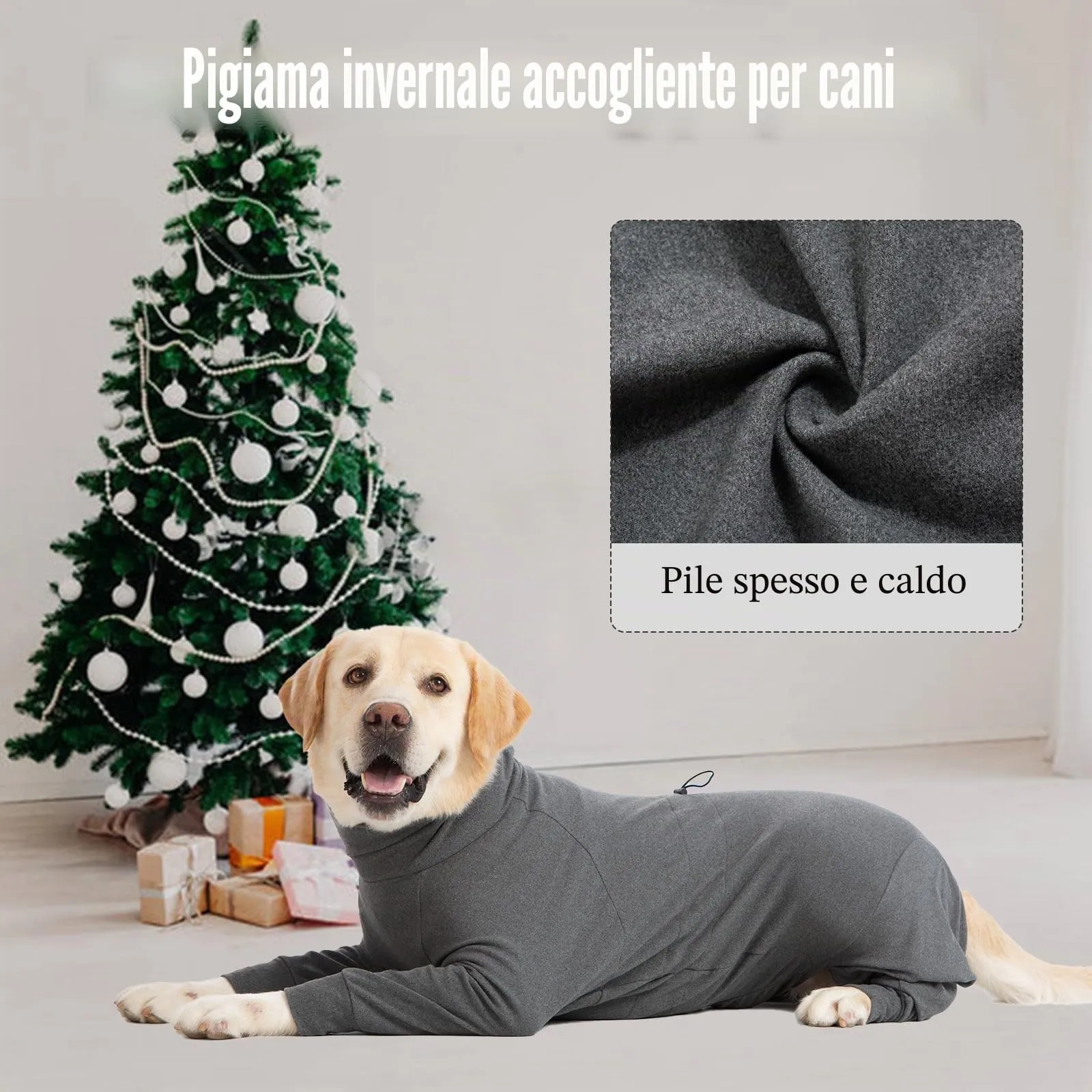 Cyponpy - Cappotto caldo per cani con gambe, maglione in pile con scollo a tartaruga per cani di taglia media e grande, abbigliamento invernale, giacca in pile, pigiama per cani - immagine 5
