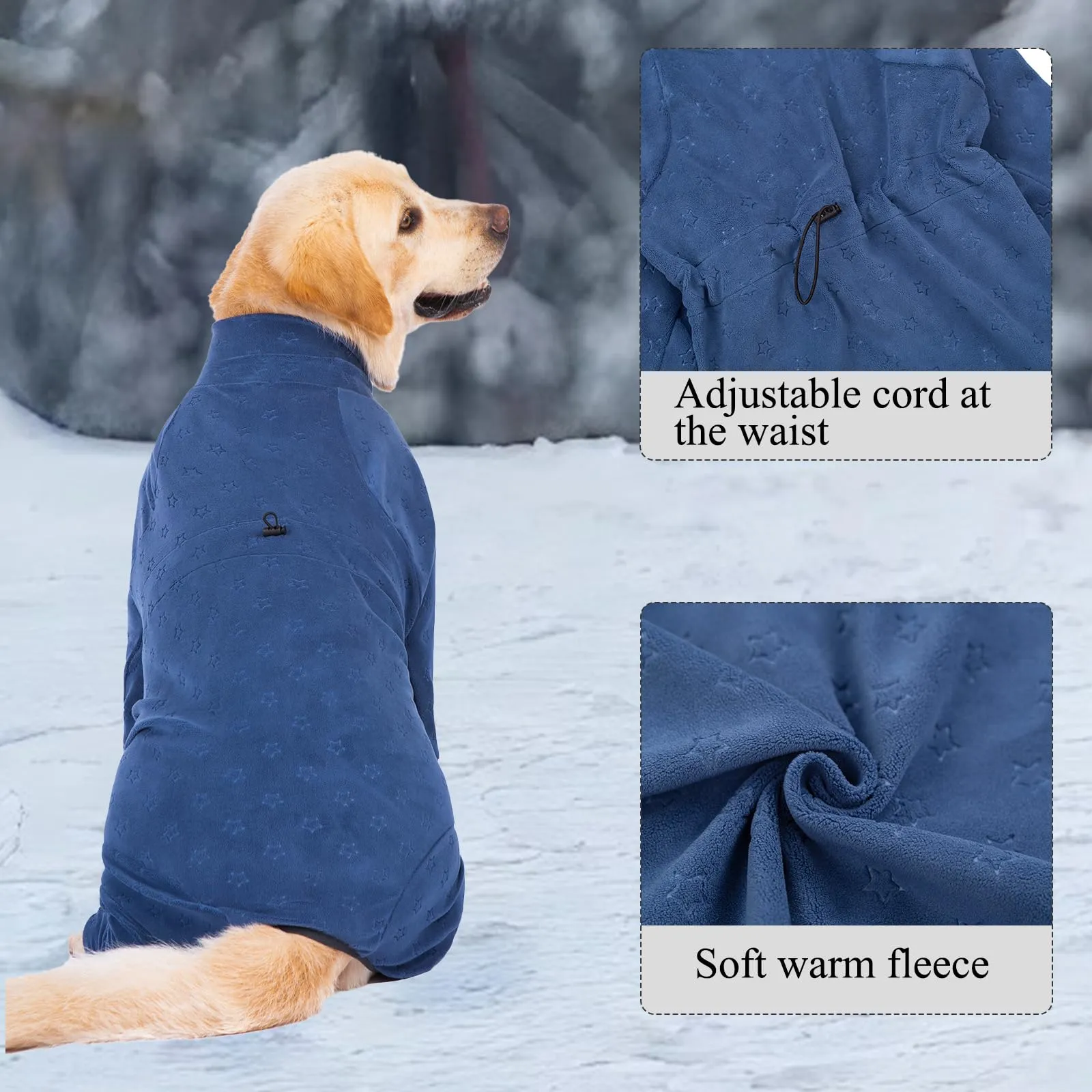 Cyponpy - Cappotto in pile per cani con rilievo con gambe - Abbigliamento invernale caldo per cani di taglia media e grande, pigiama per tutto il corpo, maglione stretchy a maniche lunghe, giacca a - immagine 3