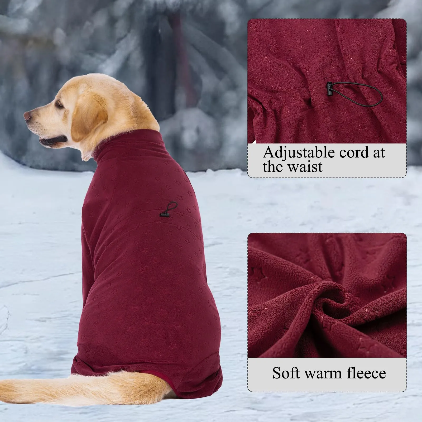 Cyponpy - Cappotto in pile goffrato per cani con gambe, pigiama completo per cani, pullover caldo per l'inverno per cani di taglia media e grande, maglione a maniche lunghe elasticizzato in pile per - immagine 3