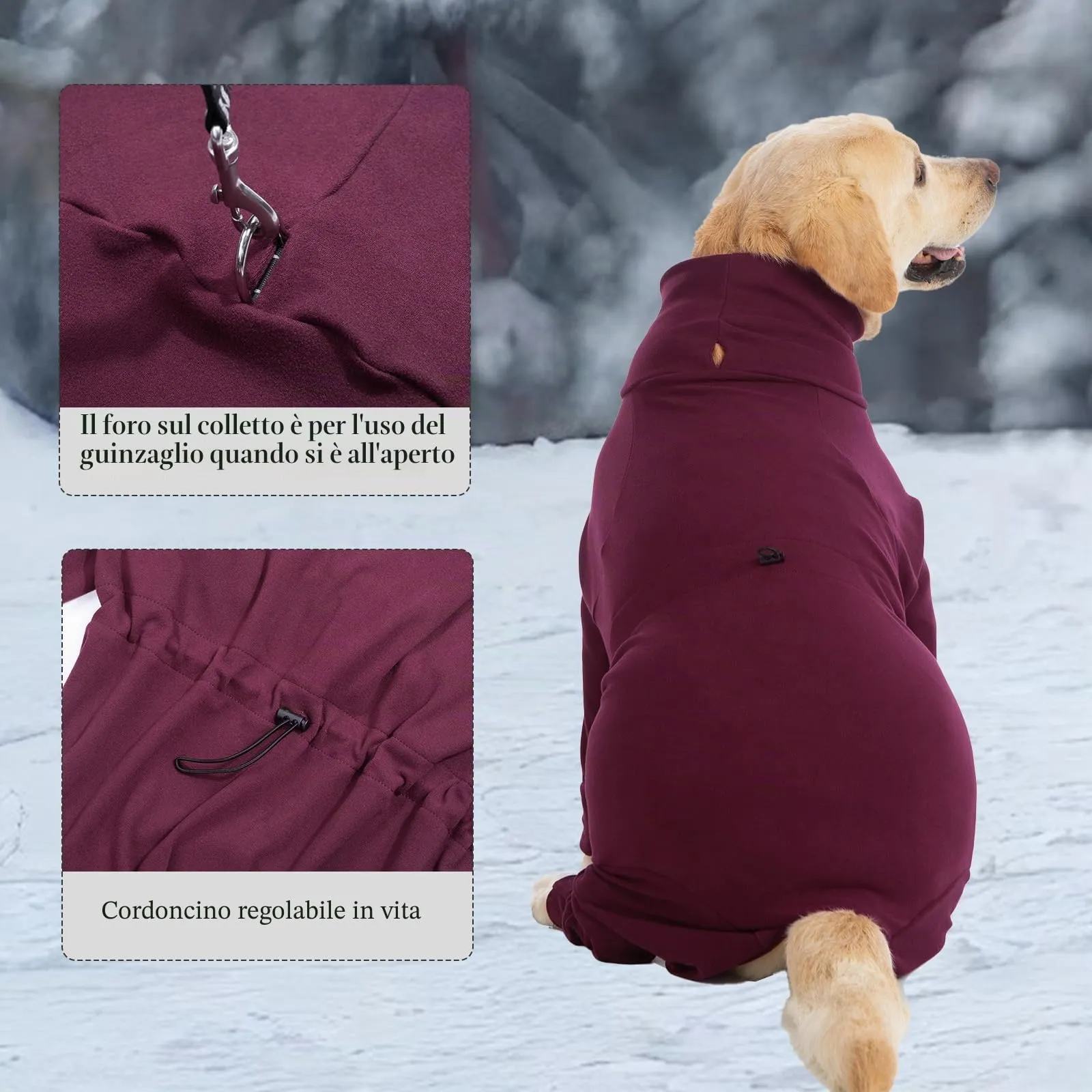 Cyponpy - Cappotto caldo per cani con gambe, maglione a collo alto in pile per cani di taglia media e grande, abbigliamento invernale per levrieri - immagine 2