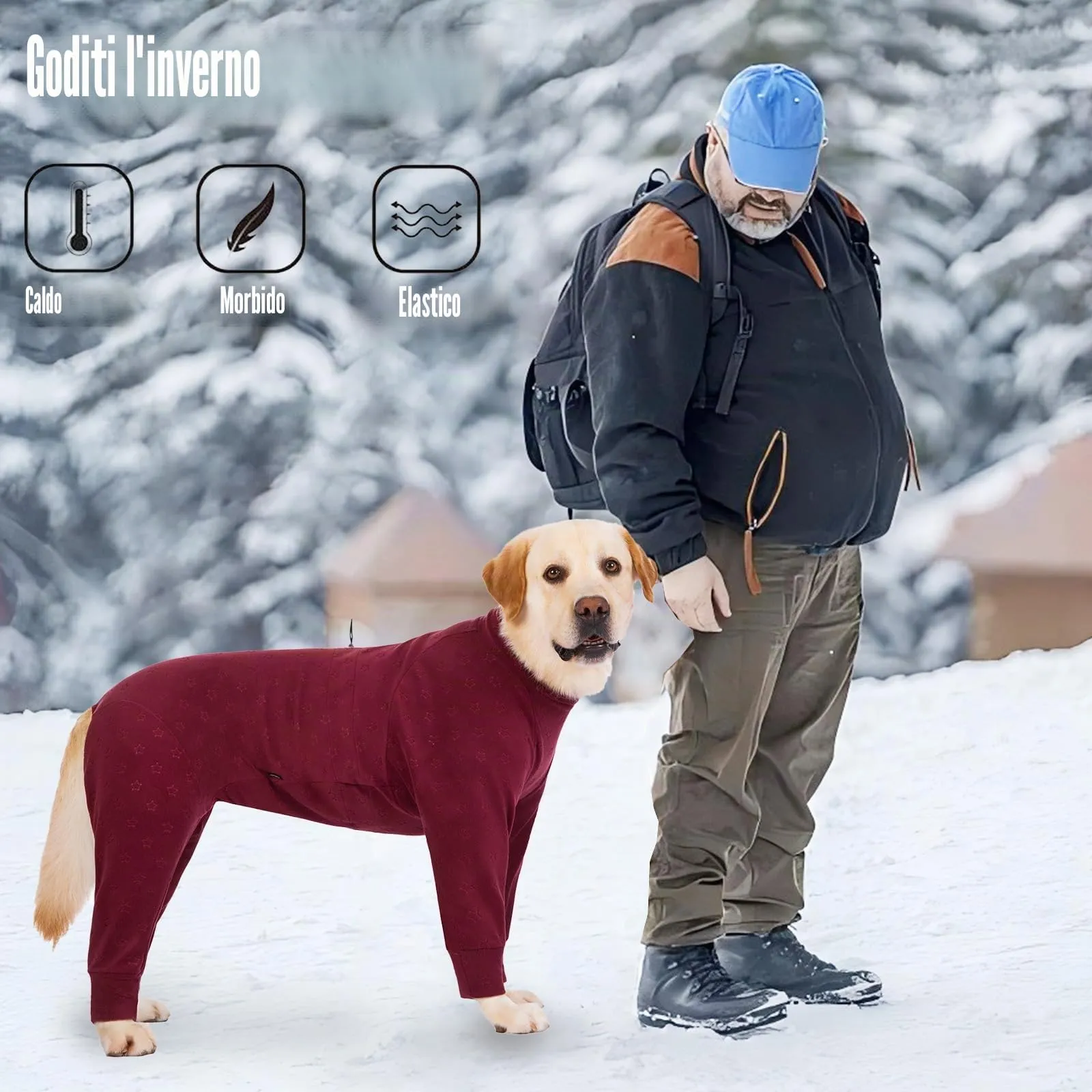 Cyponpy Cappotto in pile goffrato per cani con gambe - Caldo maglione invernale per cani di taglia media e grande - Pigiama per tutto il corpo, maglione stretchy, giacca a manica lunga - immagine 6