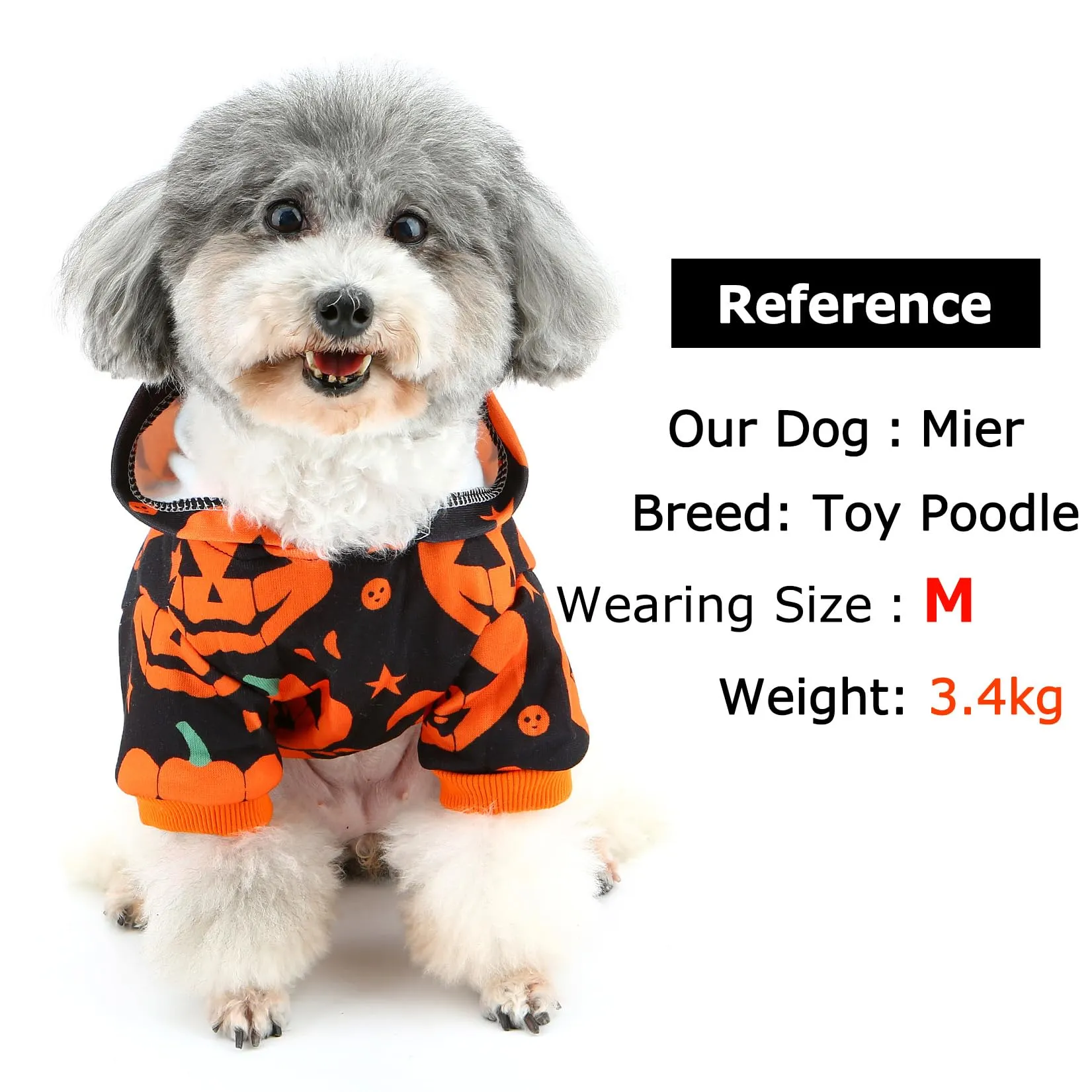 Zunea - Costume per Halloween da zucca per cane con cappuccio, tuta con cappuccio per cuccioli di taglia piccola, maglietta con cappuccio in pile, tuta da cosplay, tuta da zucca, felpa con cappuccio - immagine 7