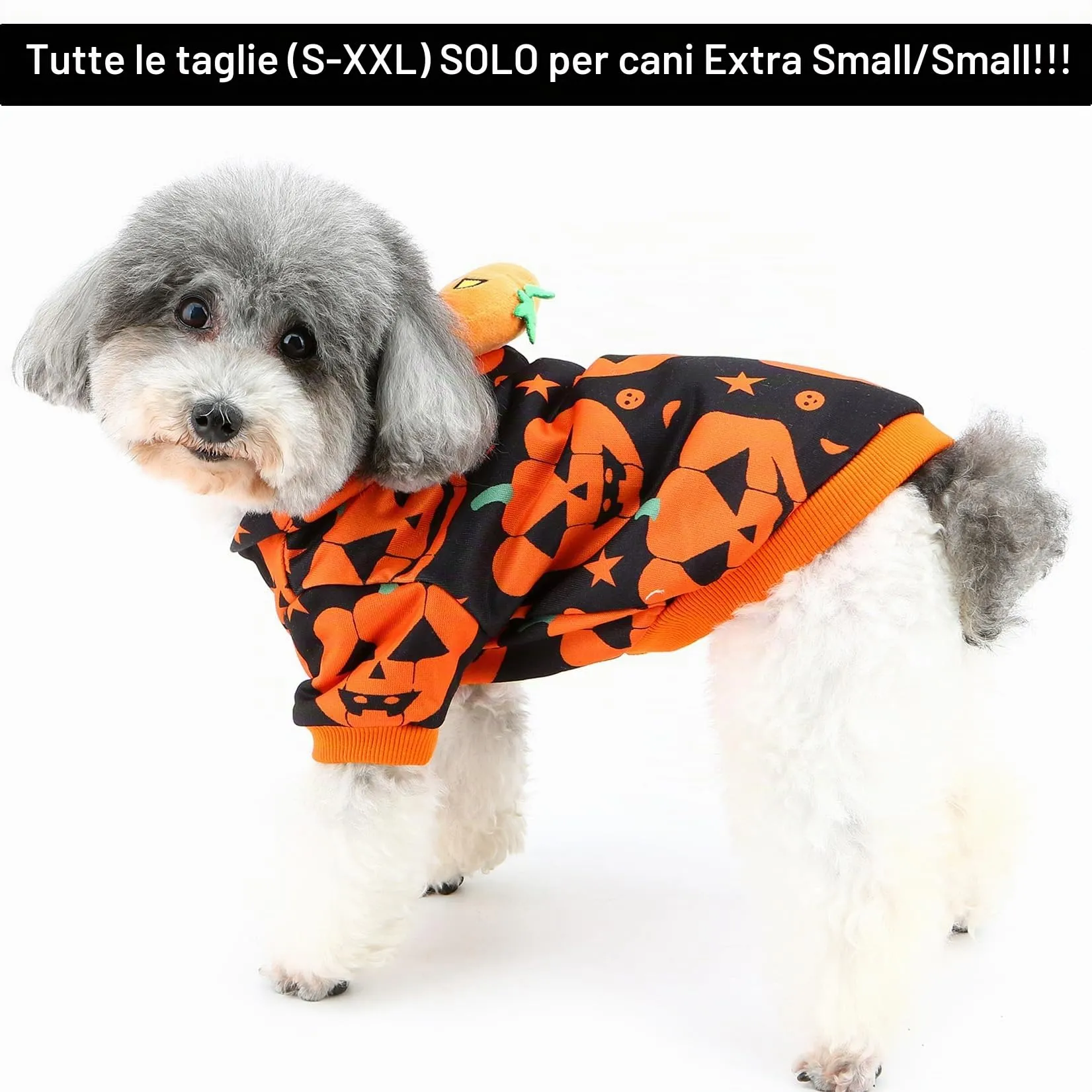Zunea - Costume di Halloween a forma di zucca con cappuccio per cane, maglietta con cappuccio per cani piccoli, cuccioli, chihuahua, felpa con cappuccio, abbigliamento per cosplay, tuta in pile - immagine 2