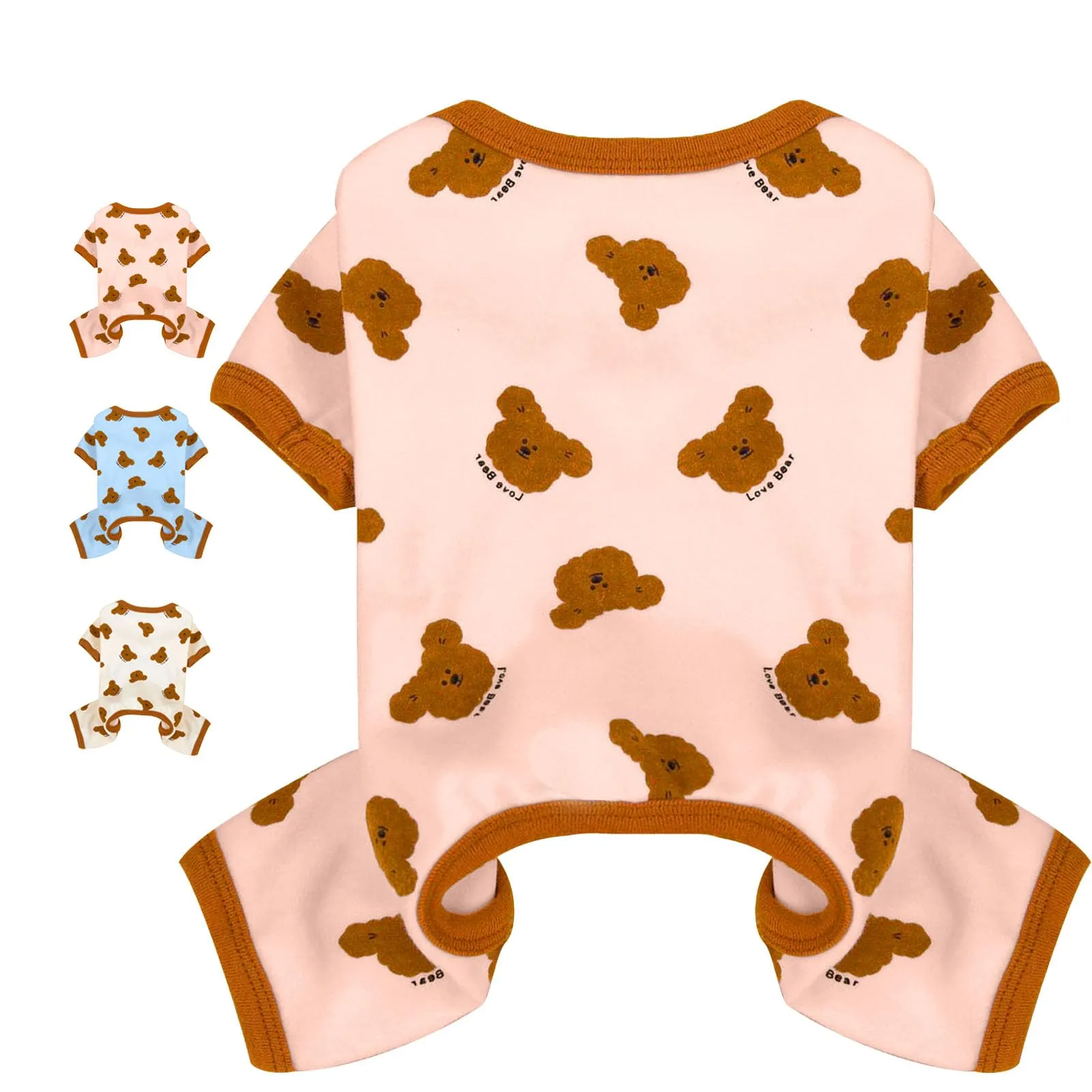 AXIIJGL Pigiama per cani di piccole dimensioni in cotone elastico tutine per cani comodi vestiti per cani extra piccoli tutine per cani carino orso stampato cane pigiama Bulldog francese vestiti - immagine 1