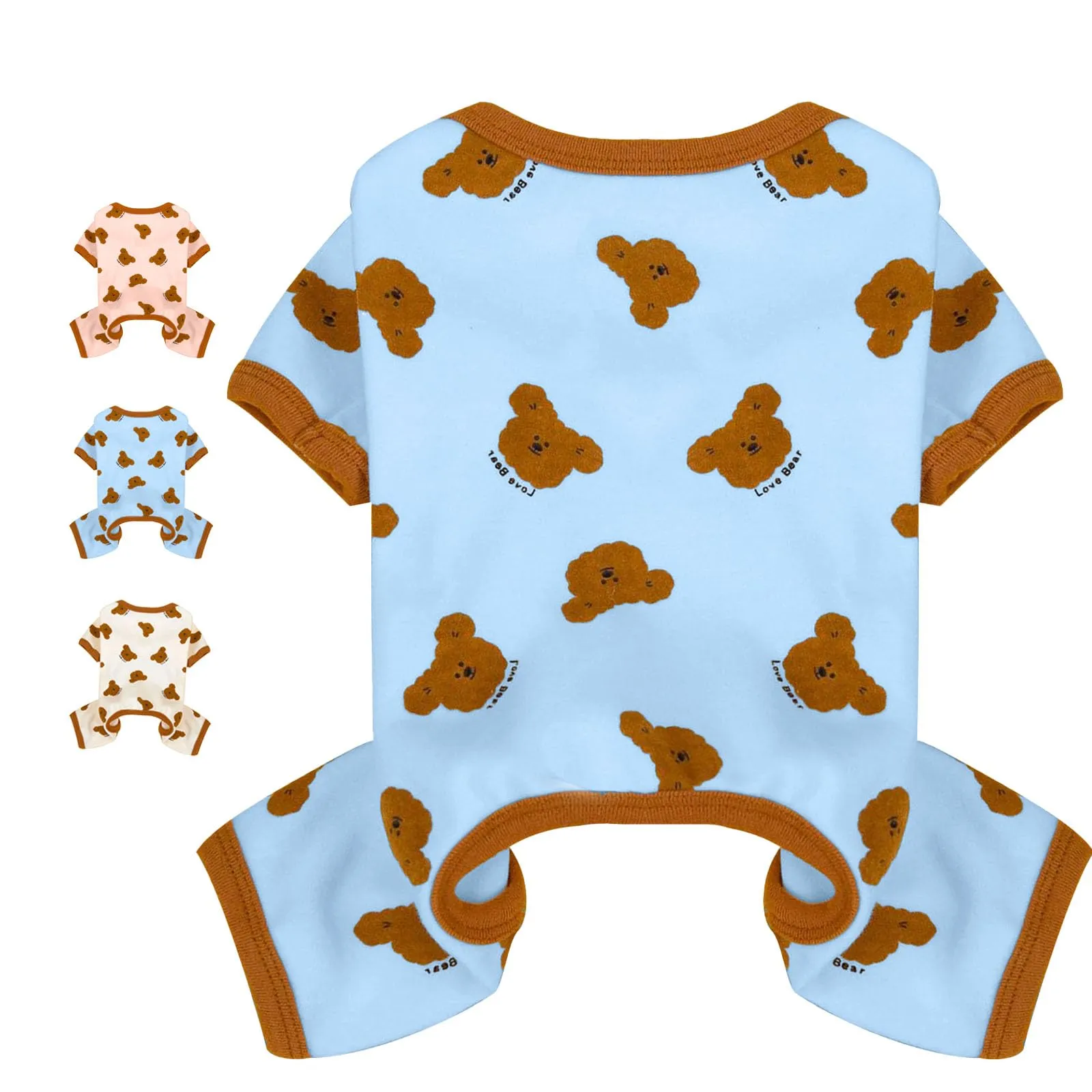 AXIIJGL Pigiama per cani di piccole dimensioni in cotone elastico tutine per cani comodi vestiti per cani extra piccoli tutine per cani carino orso stampato cane pigiama Bulldog francese vestiti - immagine 1