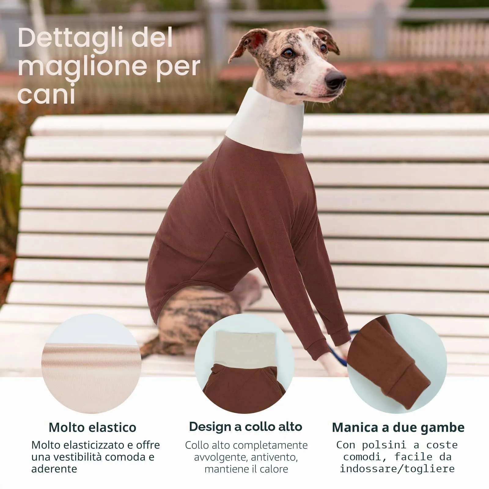 IECOii Maglione levriero, abbigliamento whippet a maniche lunghe, tuta a collo alto levriero italiano, pigiama in pile per cani, super caldo cappotto invernale per Whippet Greyhound Lurcher Salukis - immagine 4