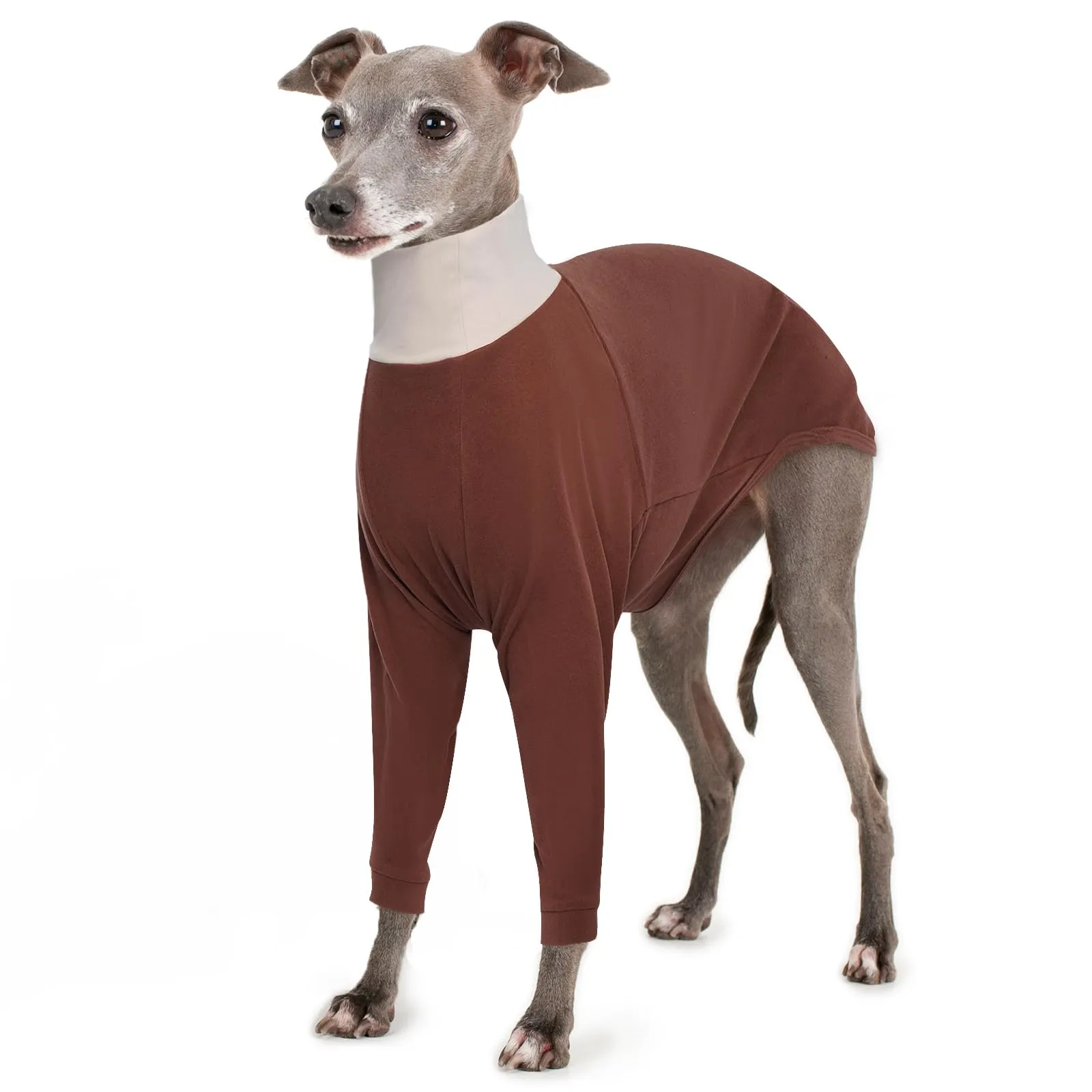 IECOii Maglione per levriero, Maglione a collo alto per cani levrieri, Maglione in pile caldo per levrieri italiani per primavera, autunno, inverno, Pigiama extra accogliente per levrieri con tuta a - immagine 1
