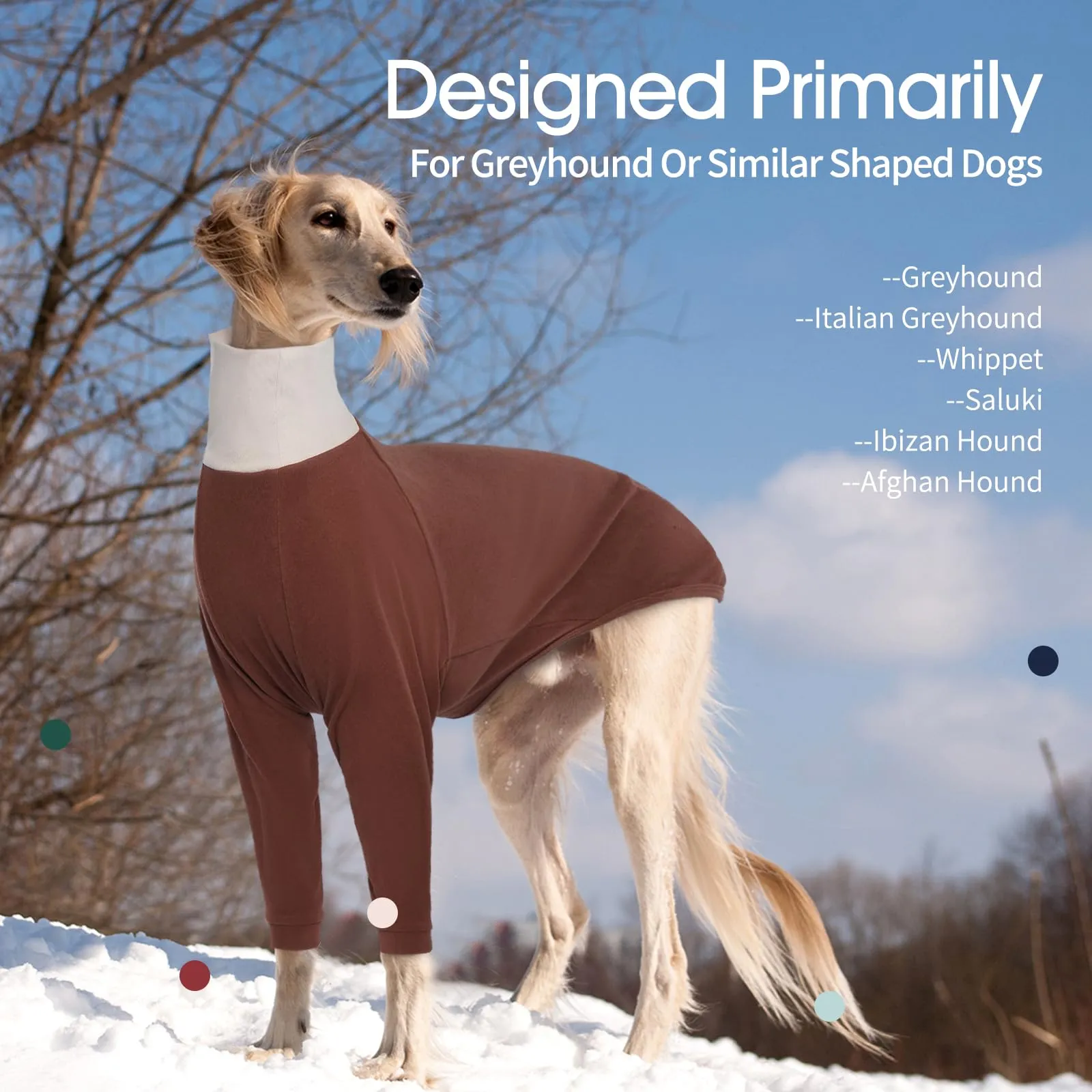 IECOii Maglione per levriero, Maglione a collo alto per cani levrieri, Maglione in pile caldo per levrieri italiani per primavera, autunno, inverno, Pigiama extra accogliente per levrieri con tuta a - immagine 6