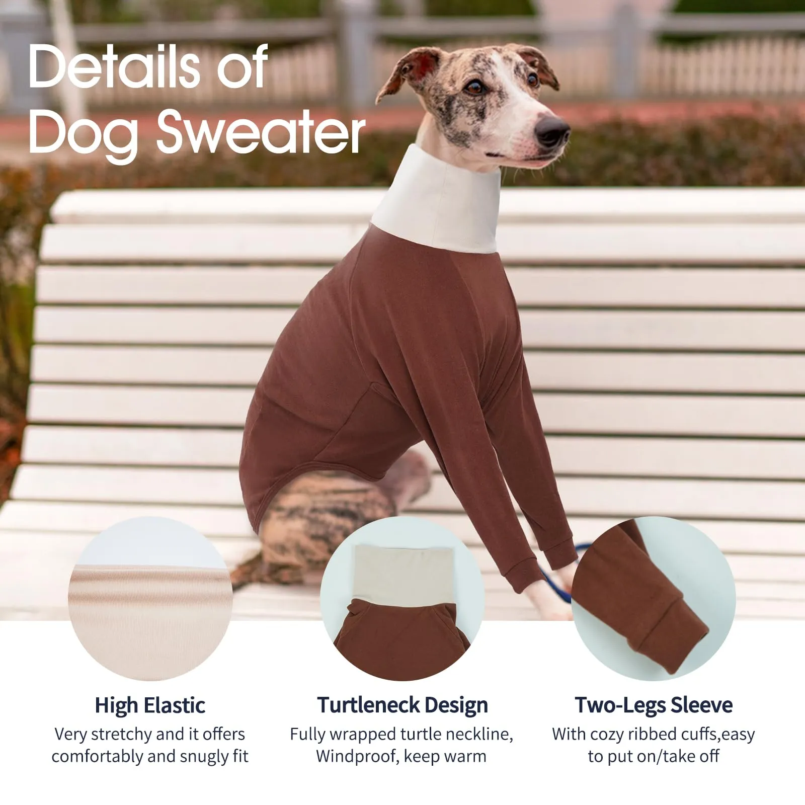 IECOii Maglia per Levriero, Maglia a Collo Alto per Levriero Italiano, Felpa in Pile per Levriero, Giacca in Pile per Levriero, Maglia per Levriero Whippet, Tuta in Pile per Cane Whippet, Lurcher - immagine 4