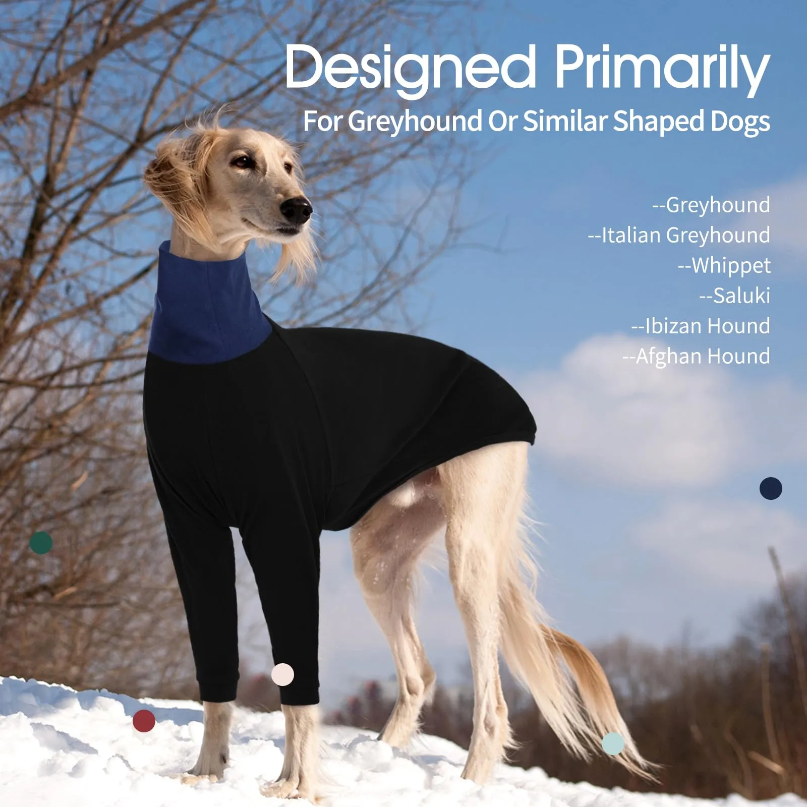 IECOii Maglione levriero dolcevita maglione per cani levriero caldo maglione in pile per primavera autunno inverno pigiama levriero extra accogliente tuta a due gambe felpa a maniche lunghe nera XS - immagine 6