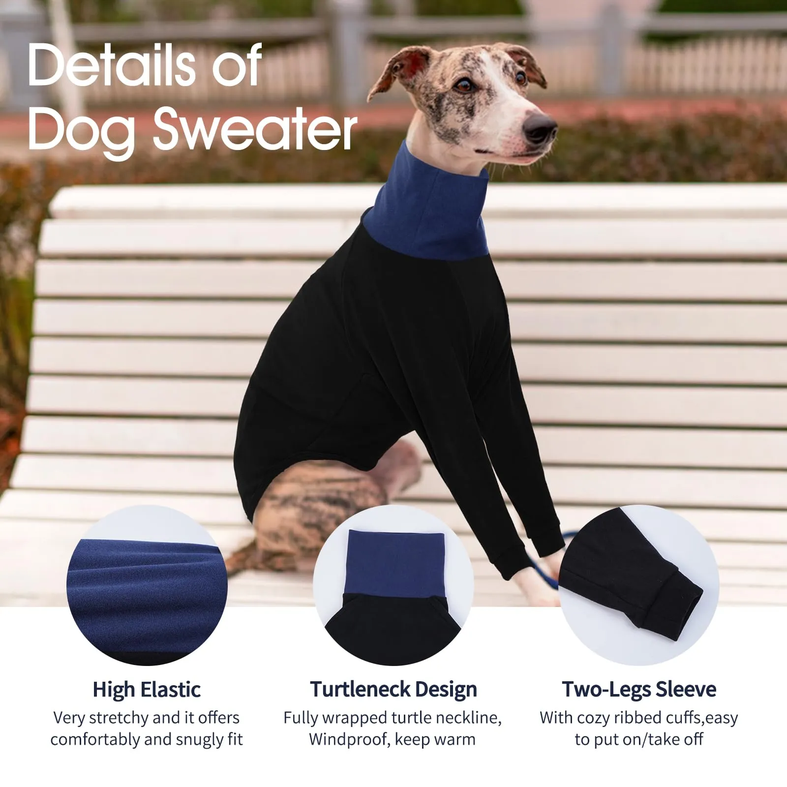 IECOii Maglione per Levriere, Maglione a Turcicollo per Cane Levriere, Caldo Maglione in Pile per Levrieri Italiani per Primavera Autunno Inverno, Pigiama Extra Comodo per Levriere in Due Pezzi a Tuta - immagine 4