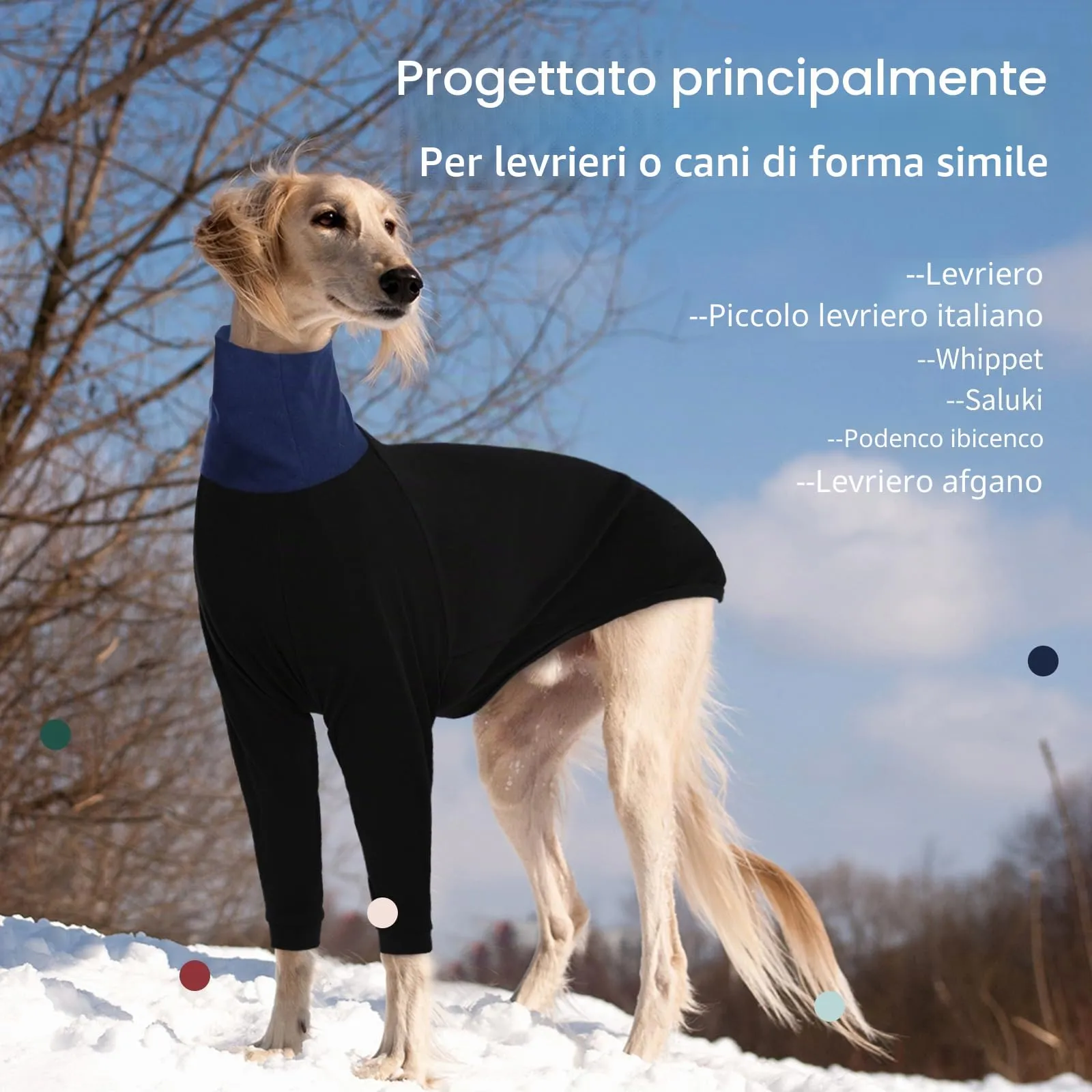 IECOii Maglione per Levriero, Vestito con Maniche Lunghe e Collo Alto per Whippet, Tuta per Levriero, Pigiama in Pile per Cane, Pjs Super Caldo, Cappotto Invernali per Levriero, Whippet, Lurcher - immagine 6