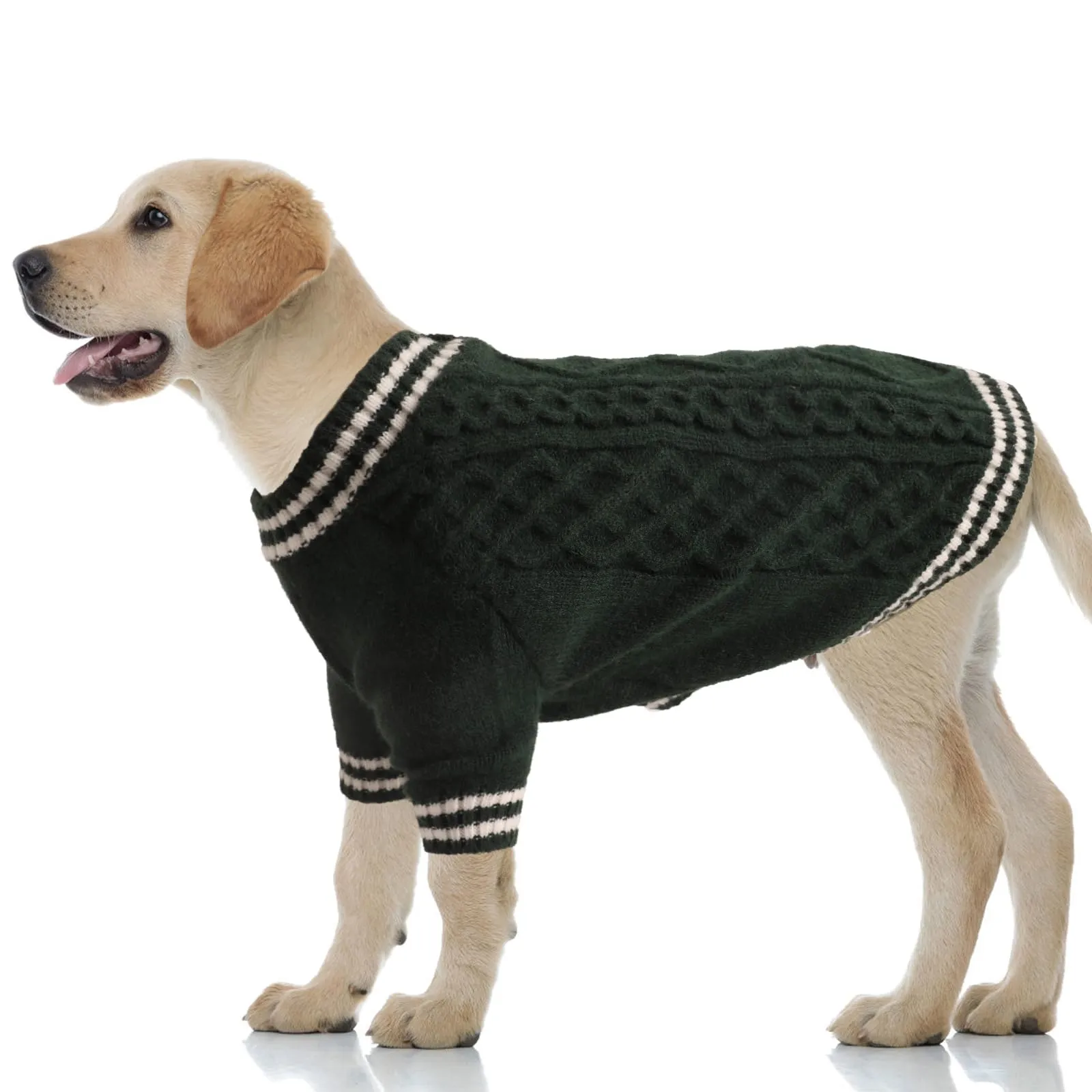 LiebeDD Maglioncino Cane di Taglia Piccola Media Grande, Maglione Cane Gatto, Animali Domestici Pullover Lavorato Maglia Cane, Caldo e Morbido Vestiti per Cani Invernali, Verde Scuro, 5XL - immagine 1