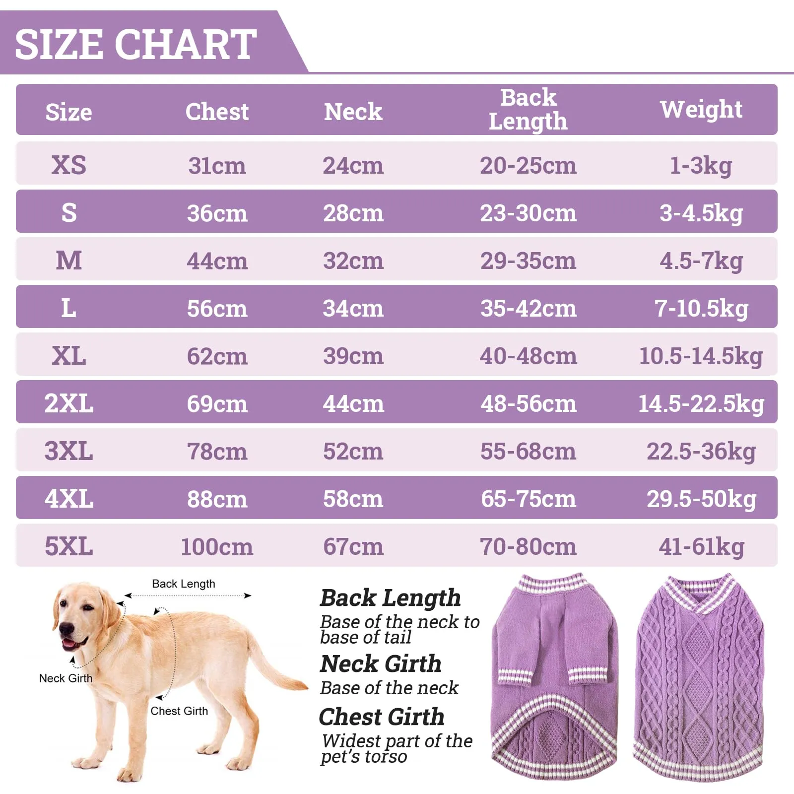 LiebeDD Maglioncino Cane di Taglia Piccola Media Grande, Maglione Cane Gatto, Animali Domestici Pullover Lavorato Maglia Cane, Caldo e Morbido Vestiti per Cani Invernali, Viola, M - immagine 4