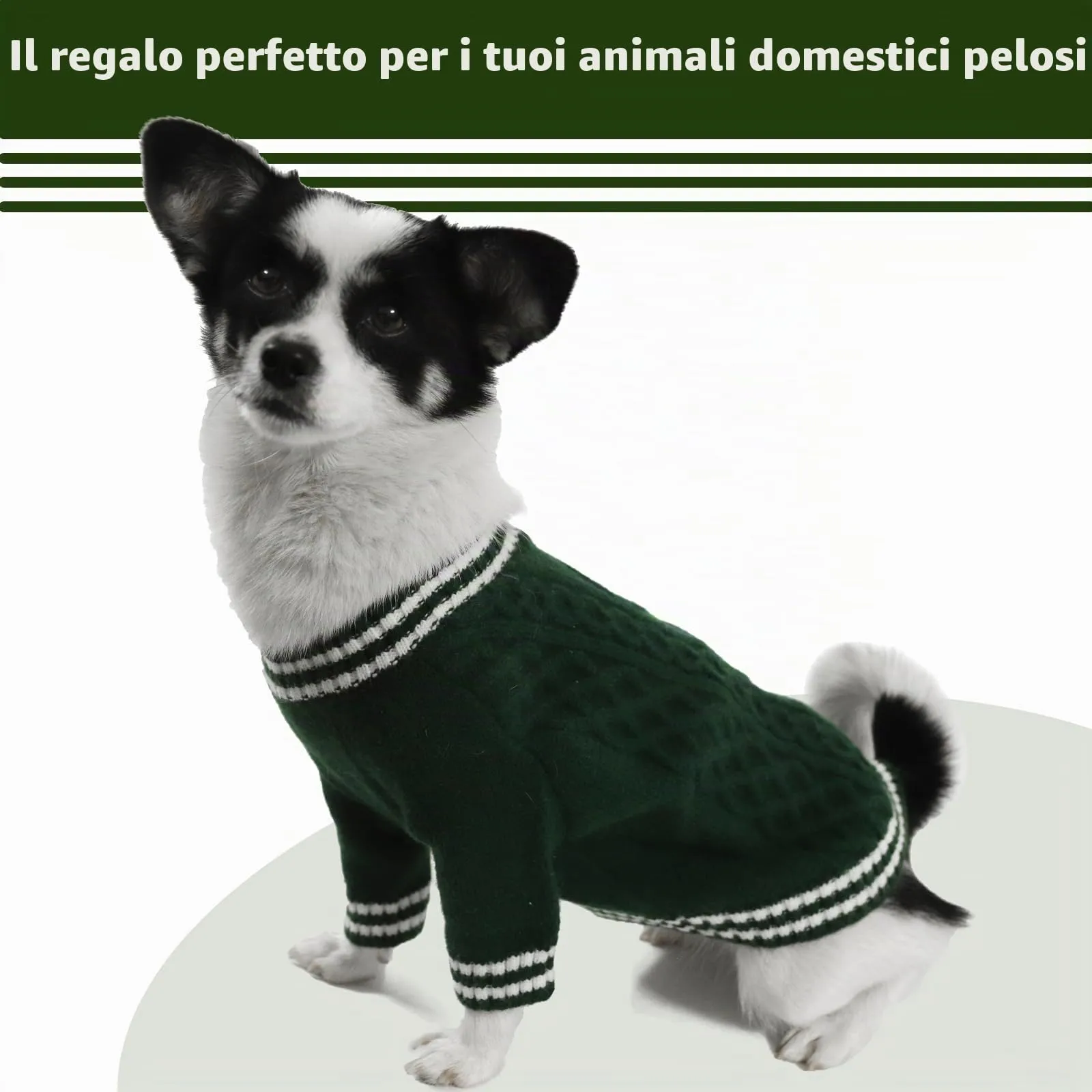 LiebeDD Maglioncino per Cane di Taglia Piccola Media Grande, Maglione per Gatto, Pullover Lavorato a Maglia per Animali Domestici, Vestiti Caldi e Morbidi Invernali, Verde Scuro, 2XL - immagine 6