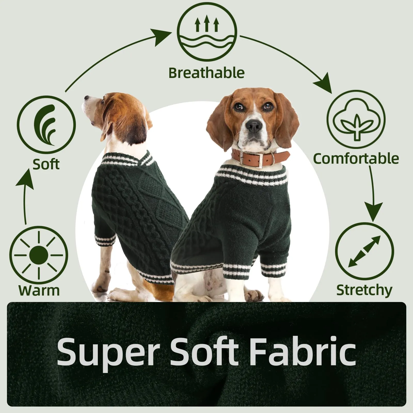 LiebeDD Maglioncino Cane di Taglia Piccola Media Grande, Maglione Cane Gatto, Animali Domestici Pullover Lavorato Maglia Cane, Caldo e Morbido Vestiti per Cani Invernali, Verde Scuro, M - immagine 2