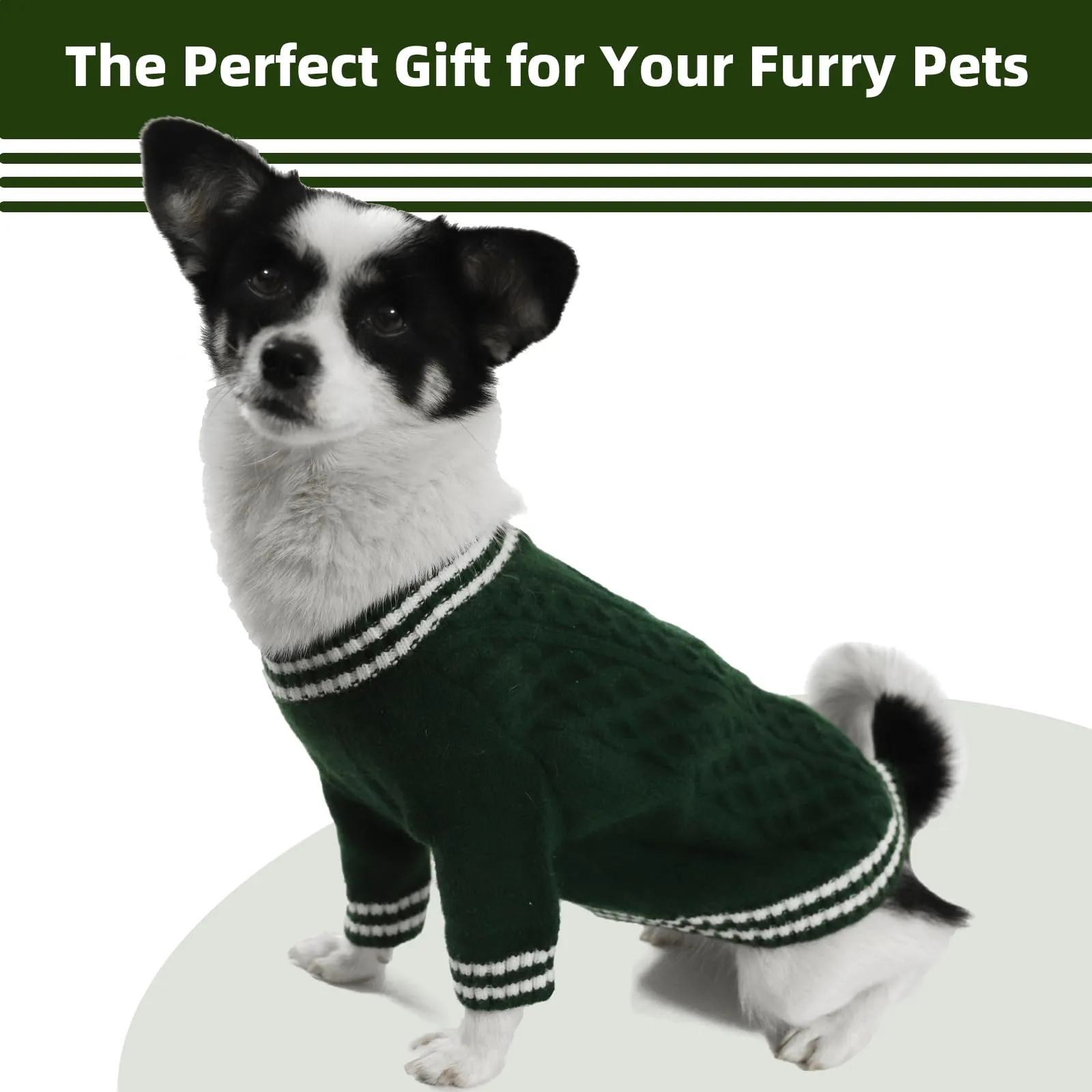 LiebeDD Maglioncino Cane di Taglia Piccola Media Grande, Maglione Cane Gatto, Animali Domestici Pullover Lavorato Maglia Cane, Caldo e Morbido Vestiti per Cani Invernali, Verde Scuro, M - immagine 6