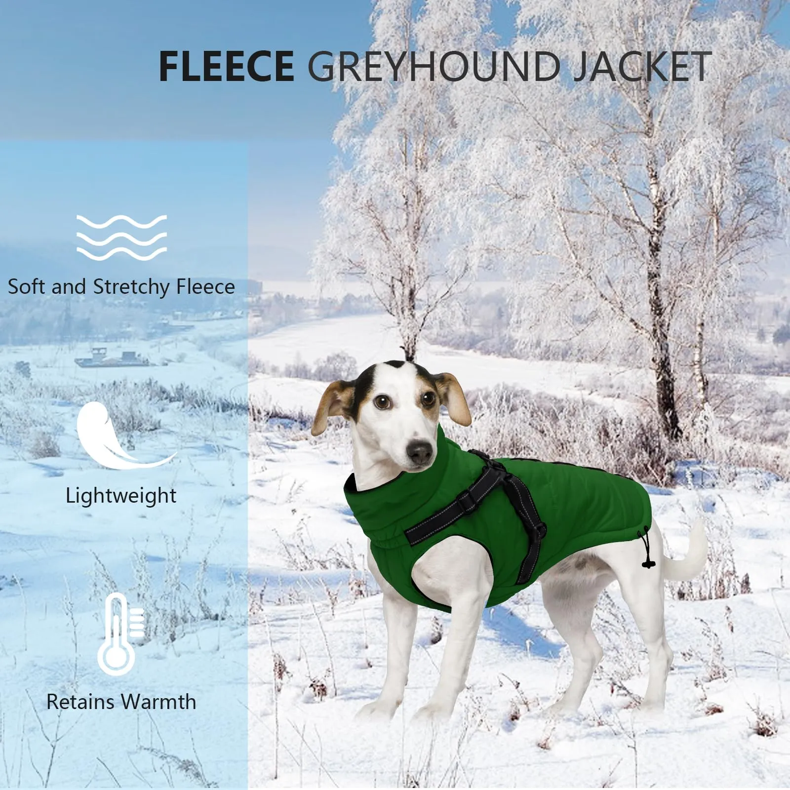 Pethiy - Cappotto invernale caldo e impermeabile con pettorina per cani, giacca per cani per l'autunno e l'inverno, per cani di taglia media e piccola - Verde - M - immagine 5