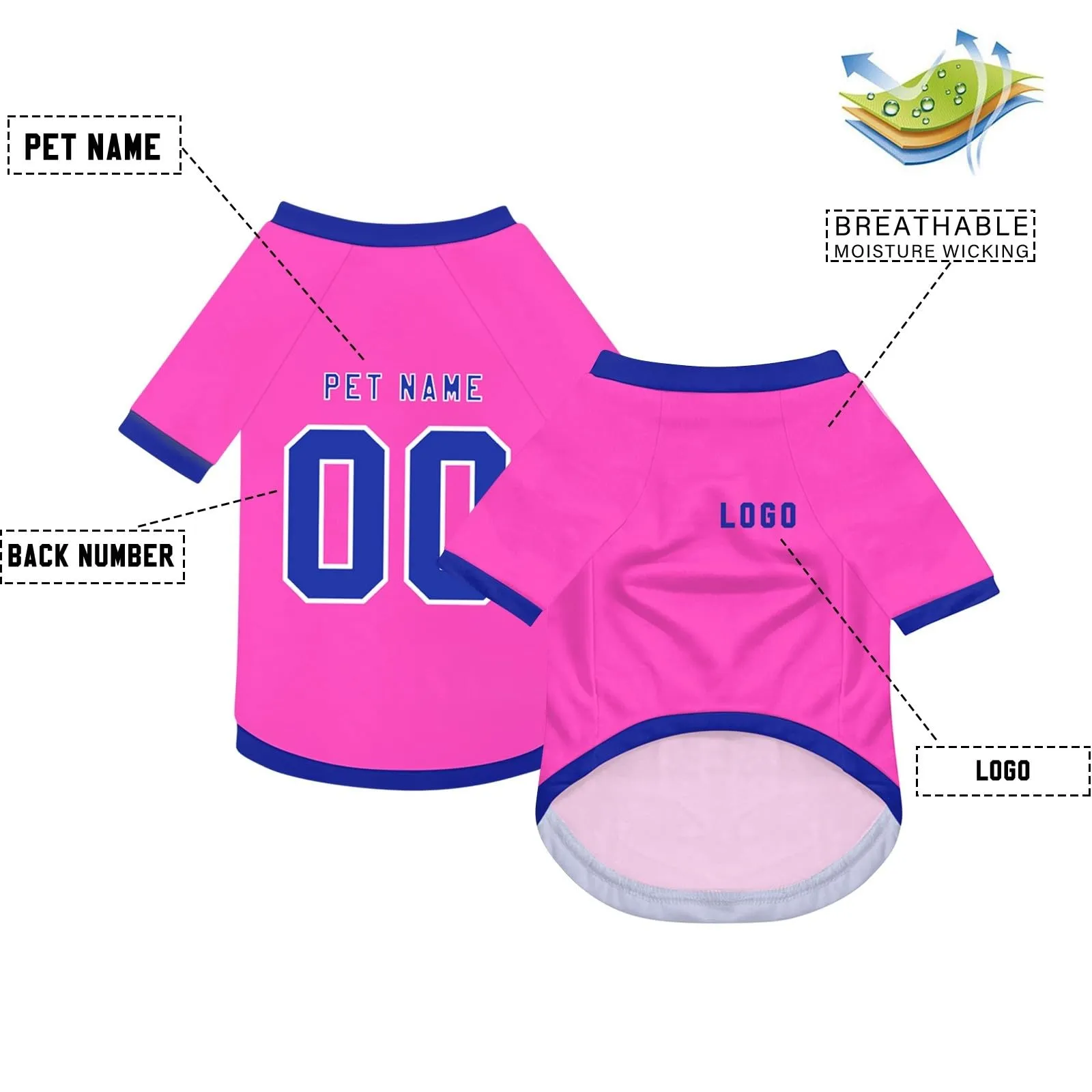 Camicia da cane semplice per cani di piccola, media e grande taglia Maglia da calcio per cani personalizzata con nome, numero, logo, maglie sportive personalizzate per animali domestici A06 - immagine 3