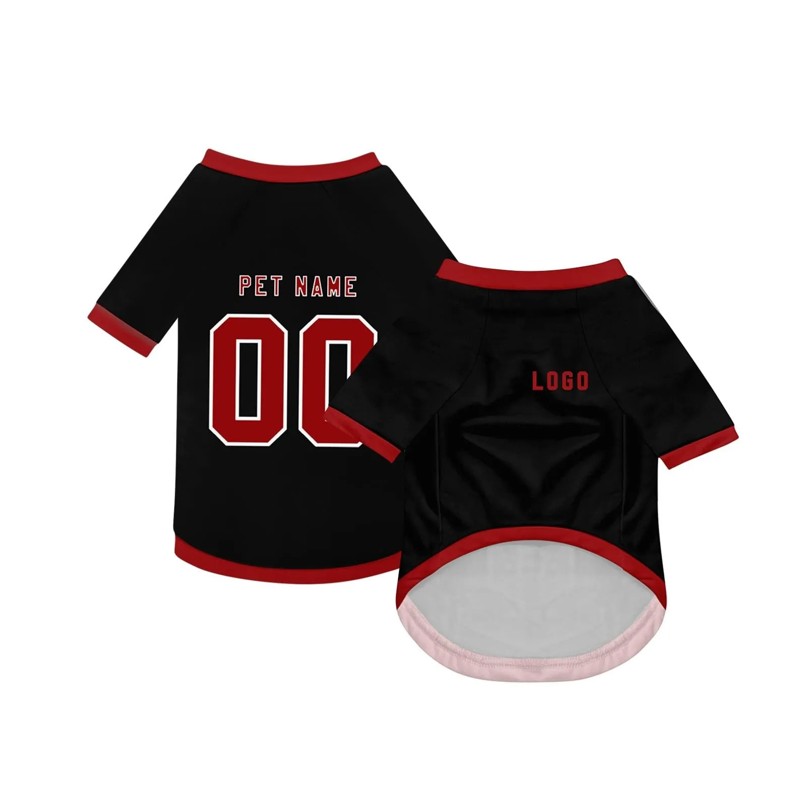 Camicia da cane semplice per cani di piccola, media e grande taglia Maglia da calcio per cani personalizzata con nome, numero, logo, maglie sportive personalizzate per animali domestici A21 - immagine 2