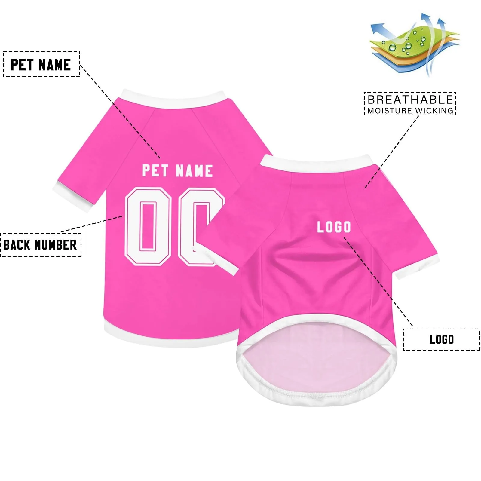 Camicia da cane semplice per cani di piccola, media e grande taglia Maglia da calcio per cani personalizzata con nome, numero, logo, maglie sportive personalizzate per animali domestici A36 - immagine 3