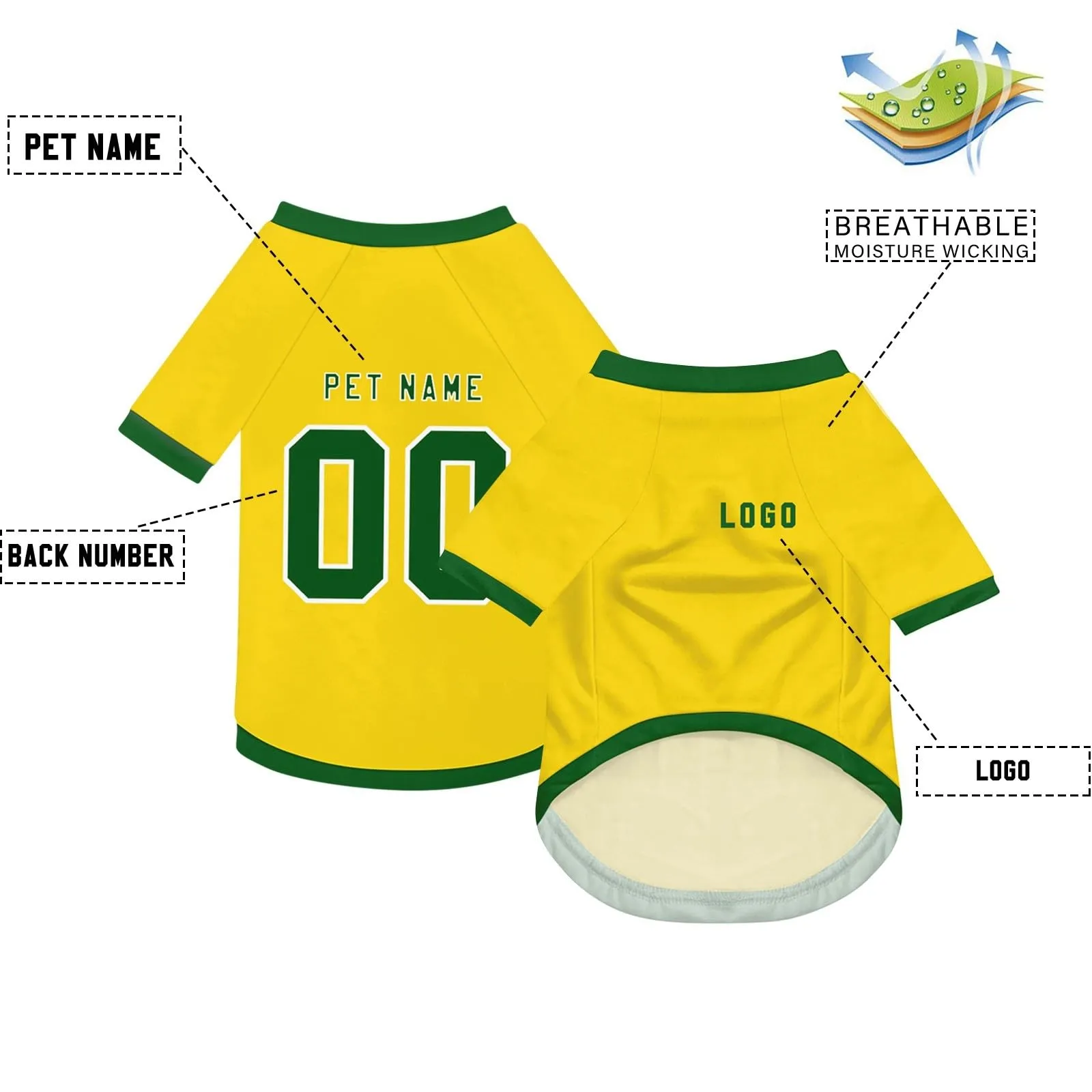 Camicia da cane semplice per cani di piccola, media e grande taglia Maglia da calcio per cani personalizzata con nome, numero, logo, maglie sportive personalizzate per animali domestici A20 - immagine 3