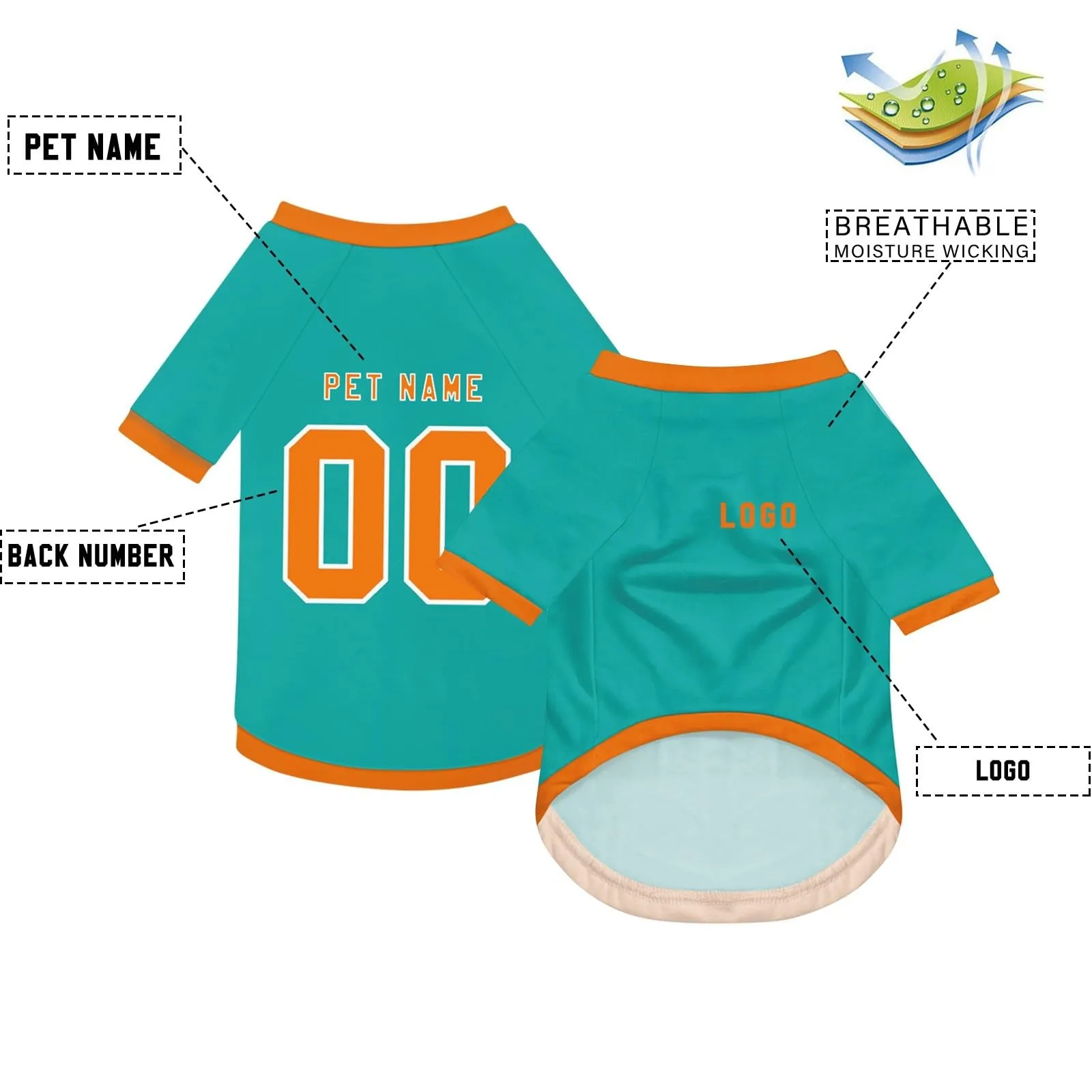Camicia da cane semplice per cani di piccola, media e grande taglia Maglia da calcio per cani personalizzata con nome, numero, logo, maglie sportive personalizzate per animali domestici A12 - immagine 3