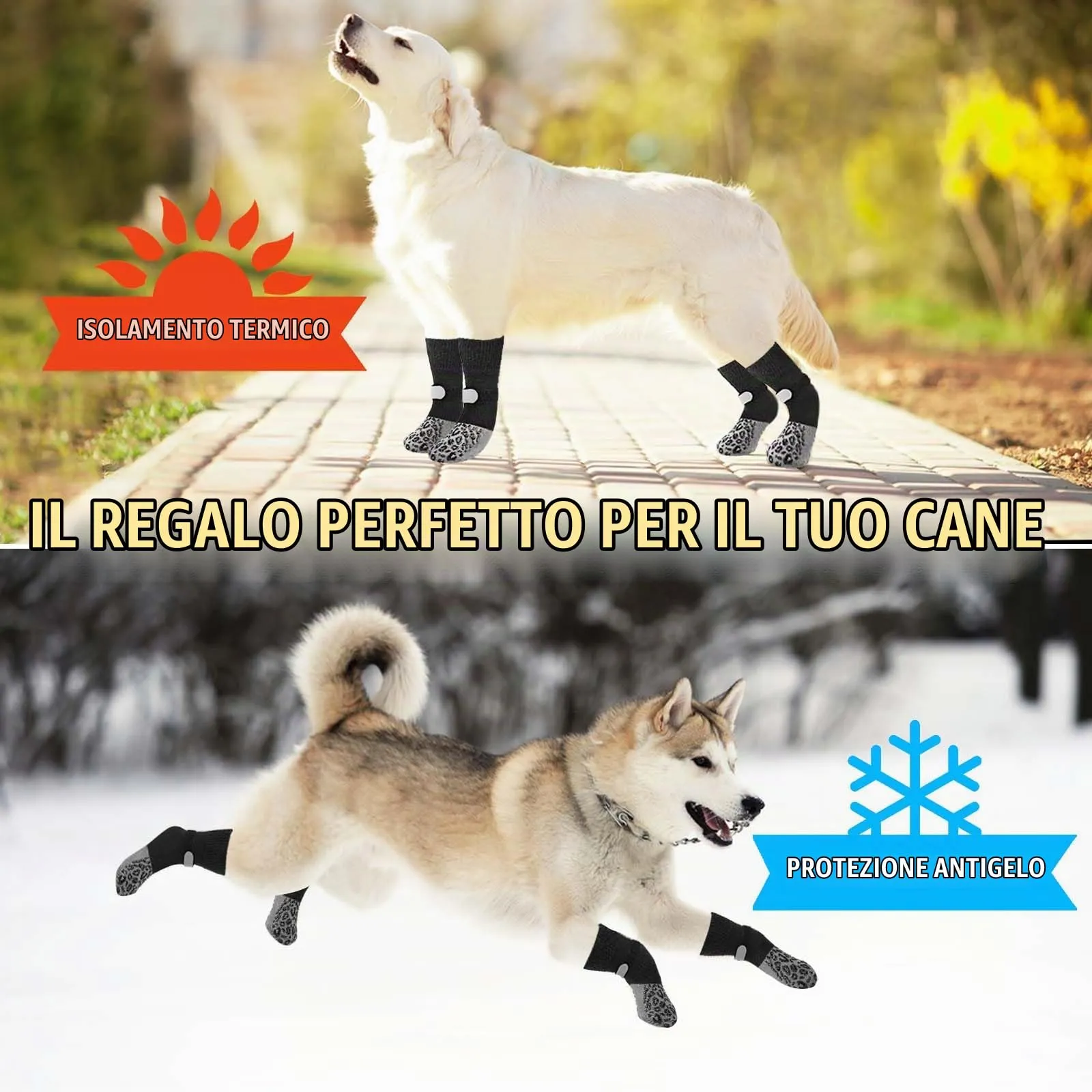 QKURT 2 Paia Calzini Antiscivolo per Cani, Protezioni per Zampe di Cane con Cinghie Regolabili, Protezione dalle Leccate alle Zampe, Calzini per Cani per Camminare sui Pavimenti in Legno,S - immagine 7