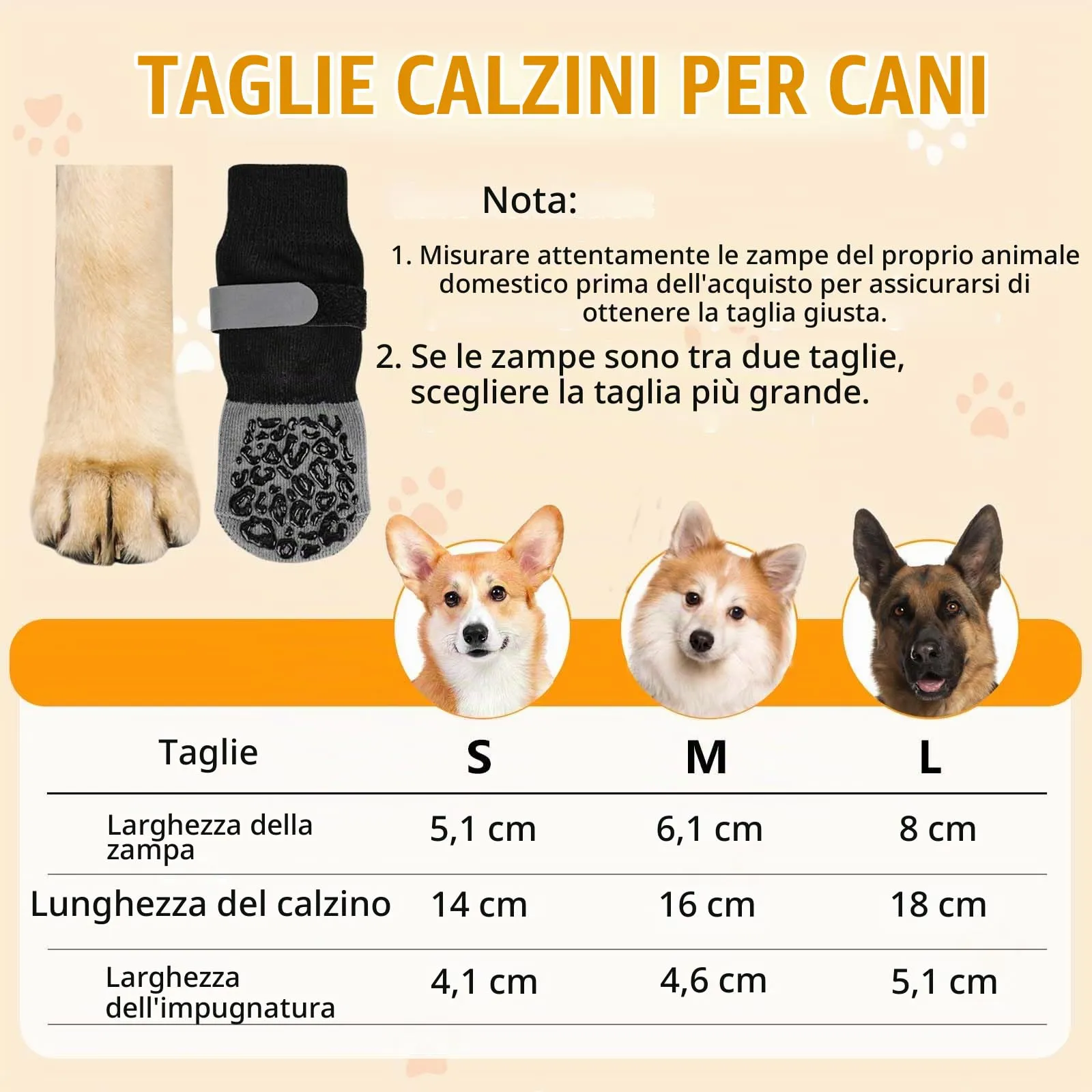 QKURT 2 Paia Calzini Antiscivolo per Cani, Protezioni per Zampe di Cane con Cinghie Regolabili, Protezione dalle Leccate alle Zampe, Calzini per Cani per Camminare sui Pavimenti in Legno,M - immagine 3