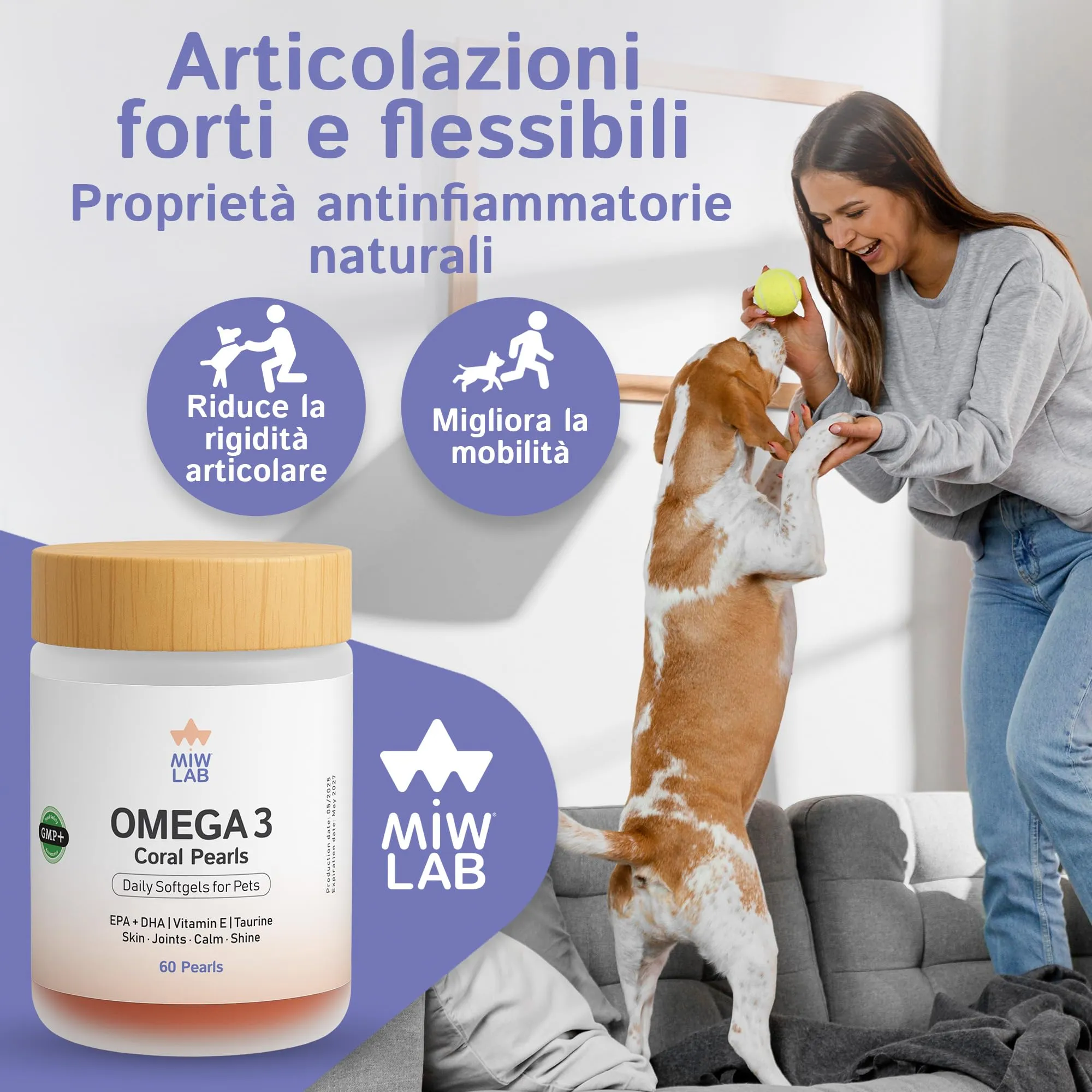 Omega 3 Olio di Pesce 60 Softgel per Cani e Gatti con 180mg EPA, 120mg DHA, Taurina e Vitamina E per Pelo Lucido, Articolazioni Flessibile e Sistema Immunitario Forti | Qualità Premium (Salmone) - immagine 3